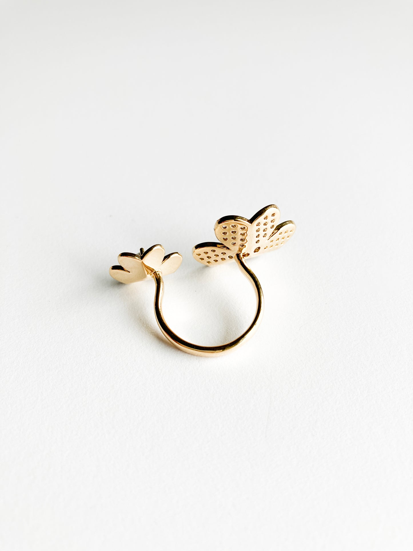 Cubic Zirconia Double Clover Wrap Ring in Gold
