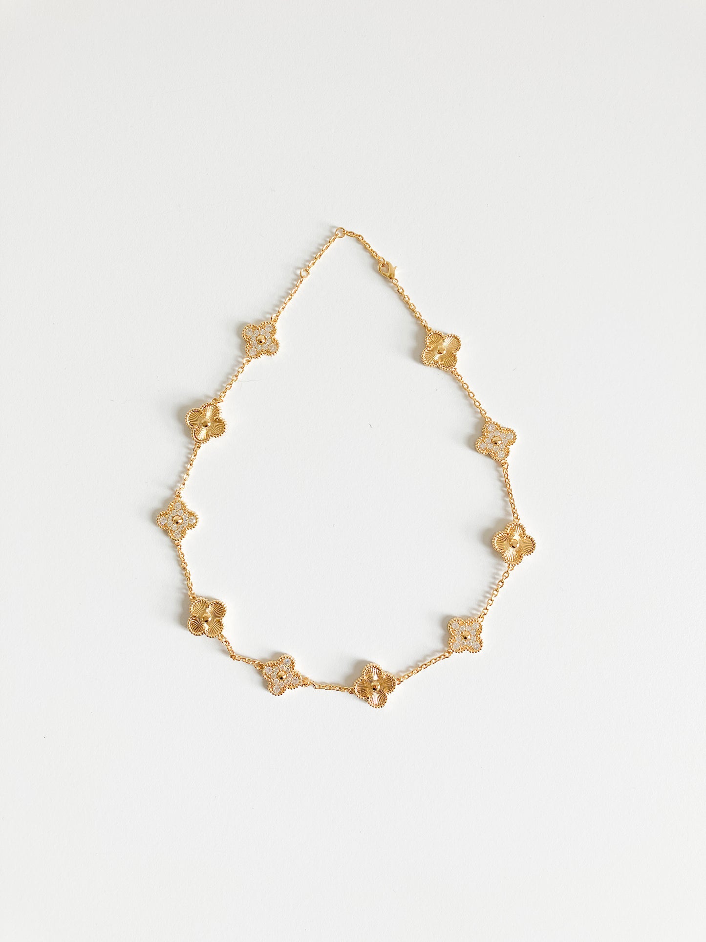 Cubic Zirconia and Radiant Quatrefoil Choker in Gold