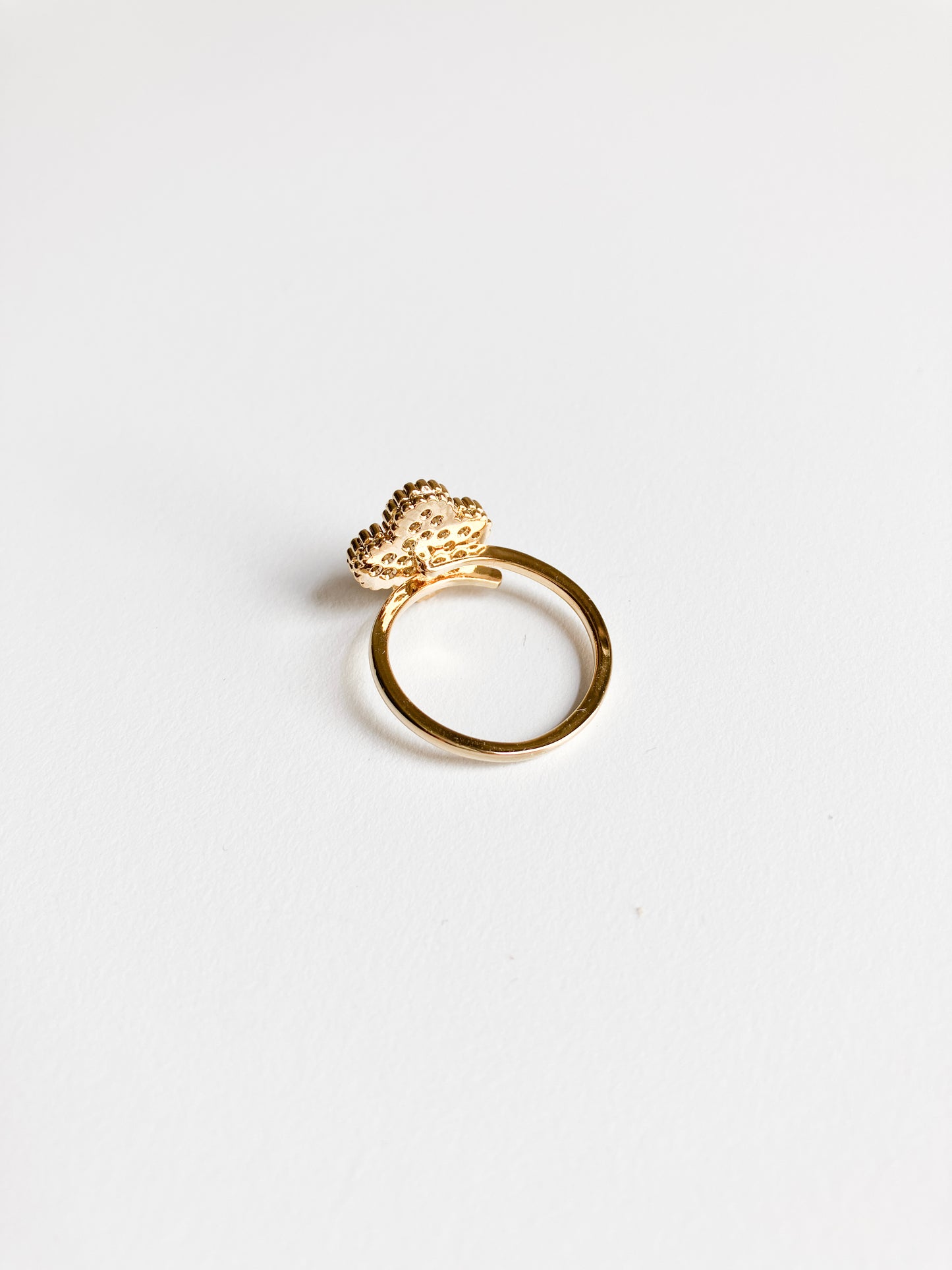 Cubic Zirconia Small Quatrefoil Motif Ring in Gold