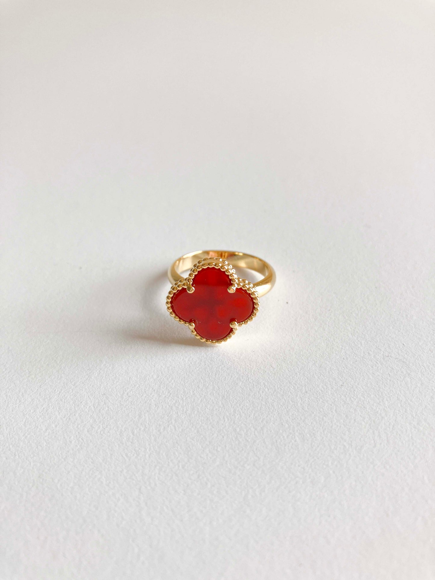 Carnelian Demi Quatrefoil Ring in Gold