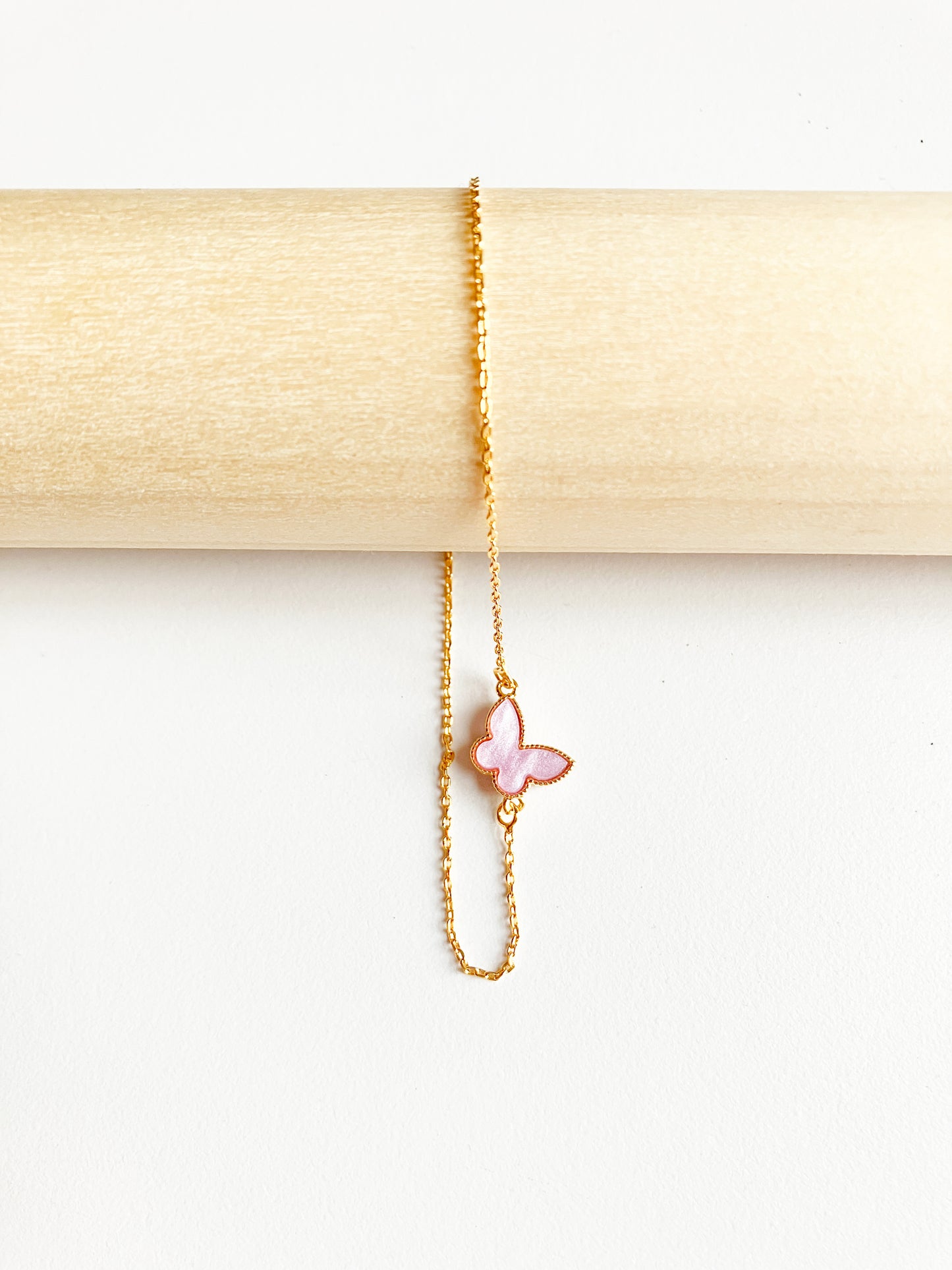 Lilac Mother of Pearl Mini Butterfly Adjustable Bracelet