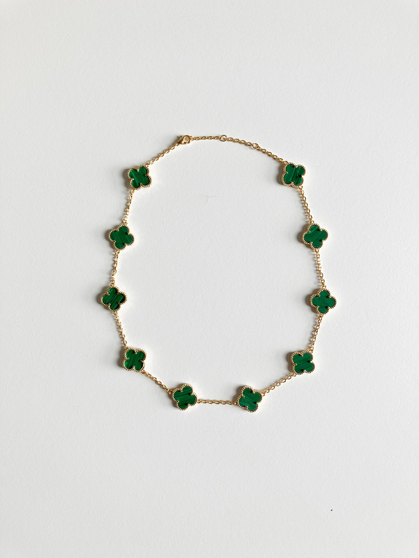 Malachite Quatrefoil Choker in Gold