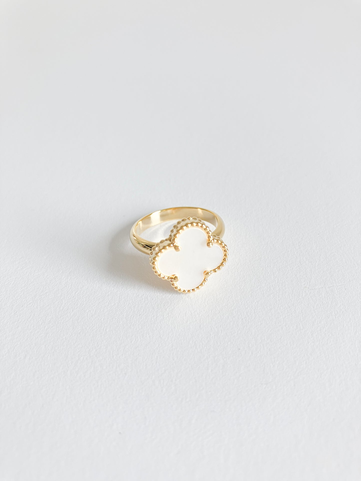 Mother of Pearl Demi Quatrefoil Ring in Gold