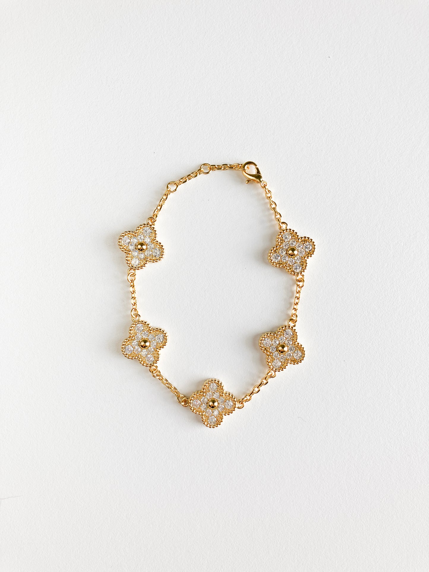 Cubic Zirconia Quatrefoil Bracelet in Gold