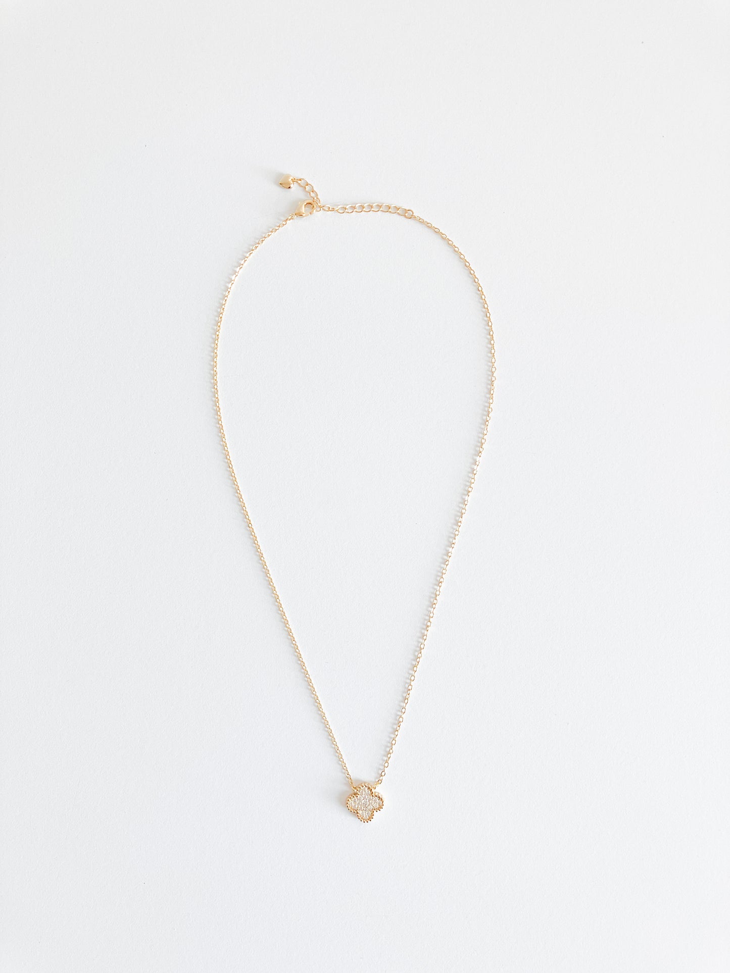 Cubic Zirconia Small Quatrefoil Pendant in Gold