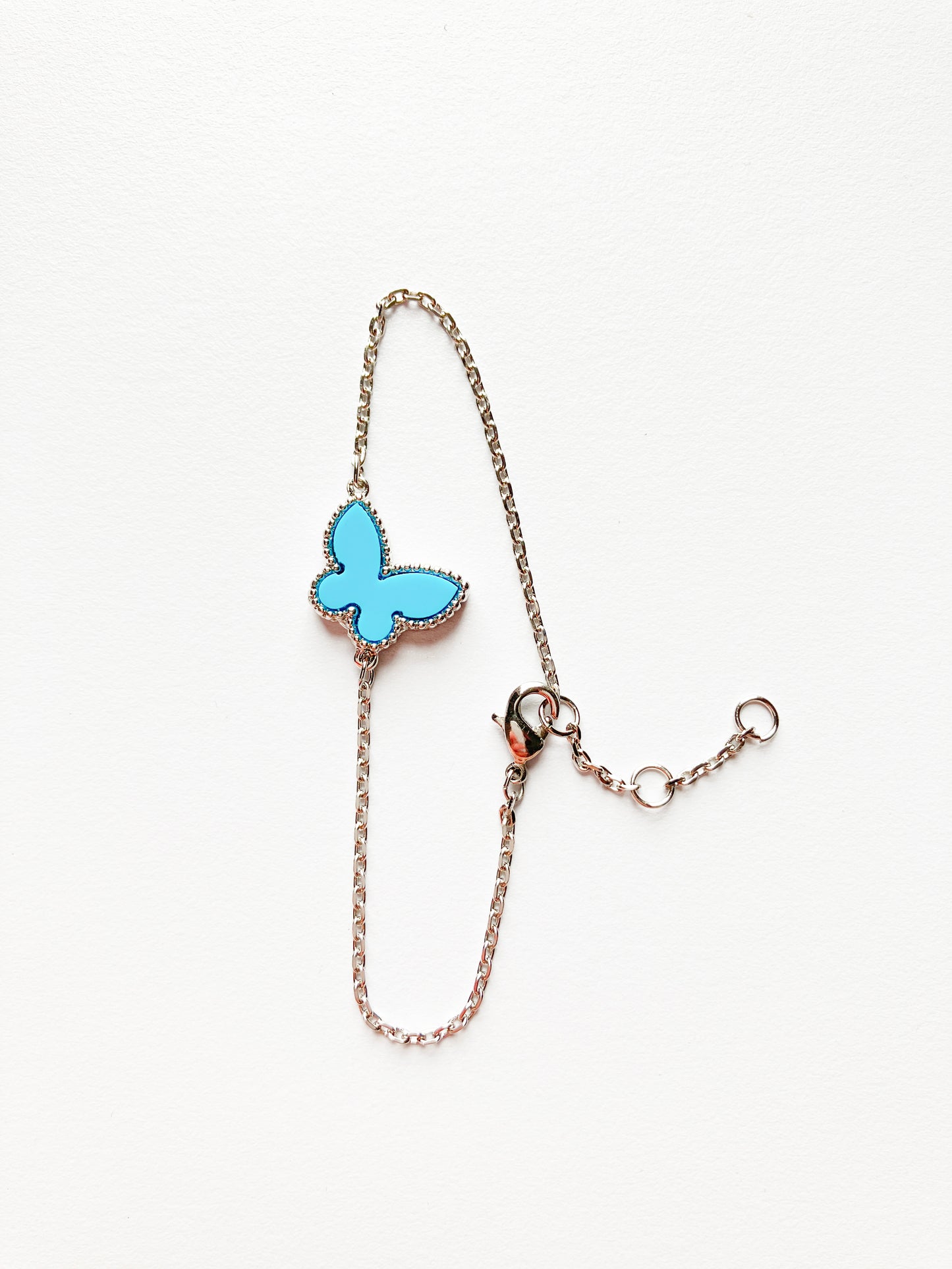 Adjustable Turquoise Butterfly Motif Bracelet in Silver