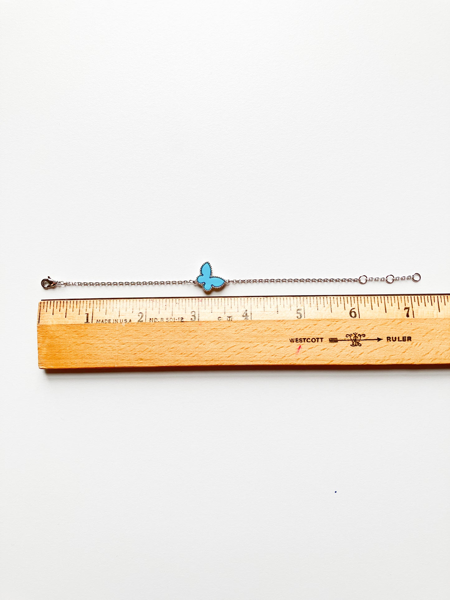 Adjustable Turquoise Butterfly Motif Bracelet in Silver