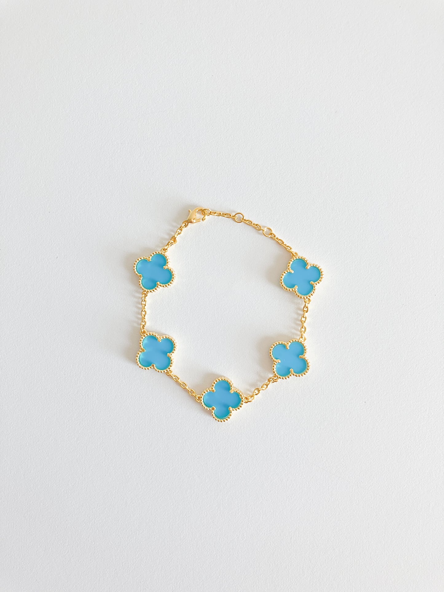 Turquoise Demi Quatrefoil Bracelet in Gold