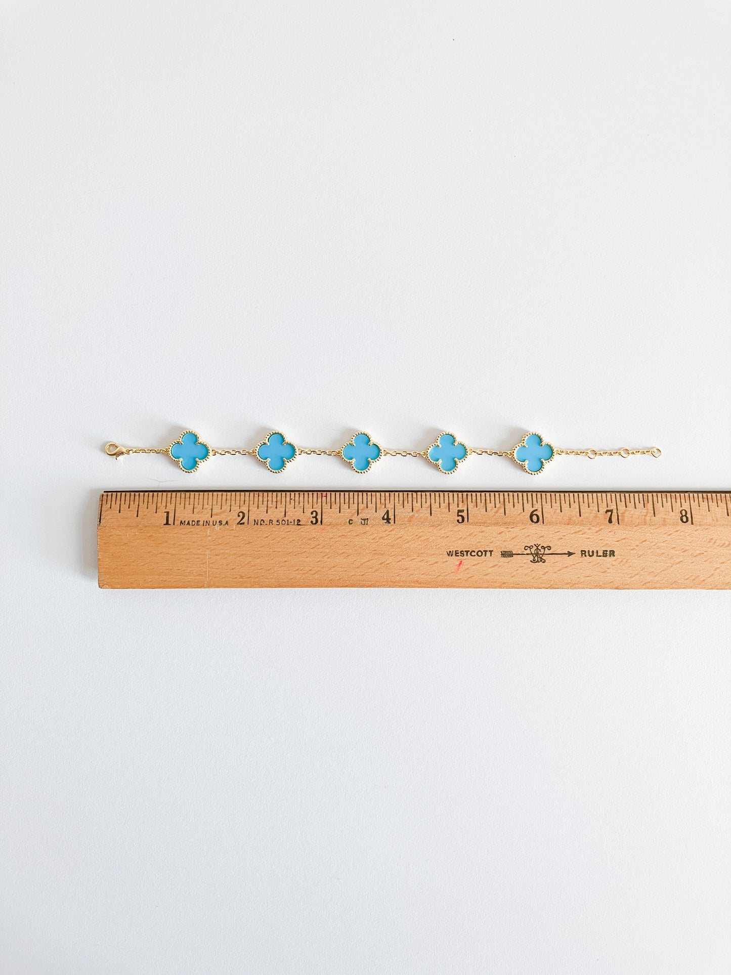 Turquoise Demi Quatrefoil Bracelet in Gold