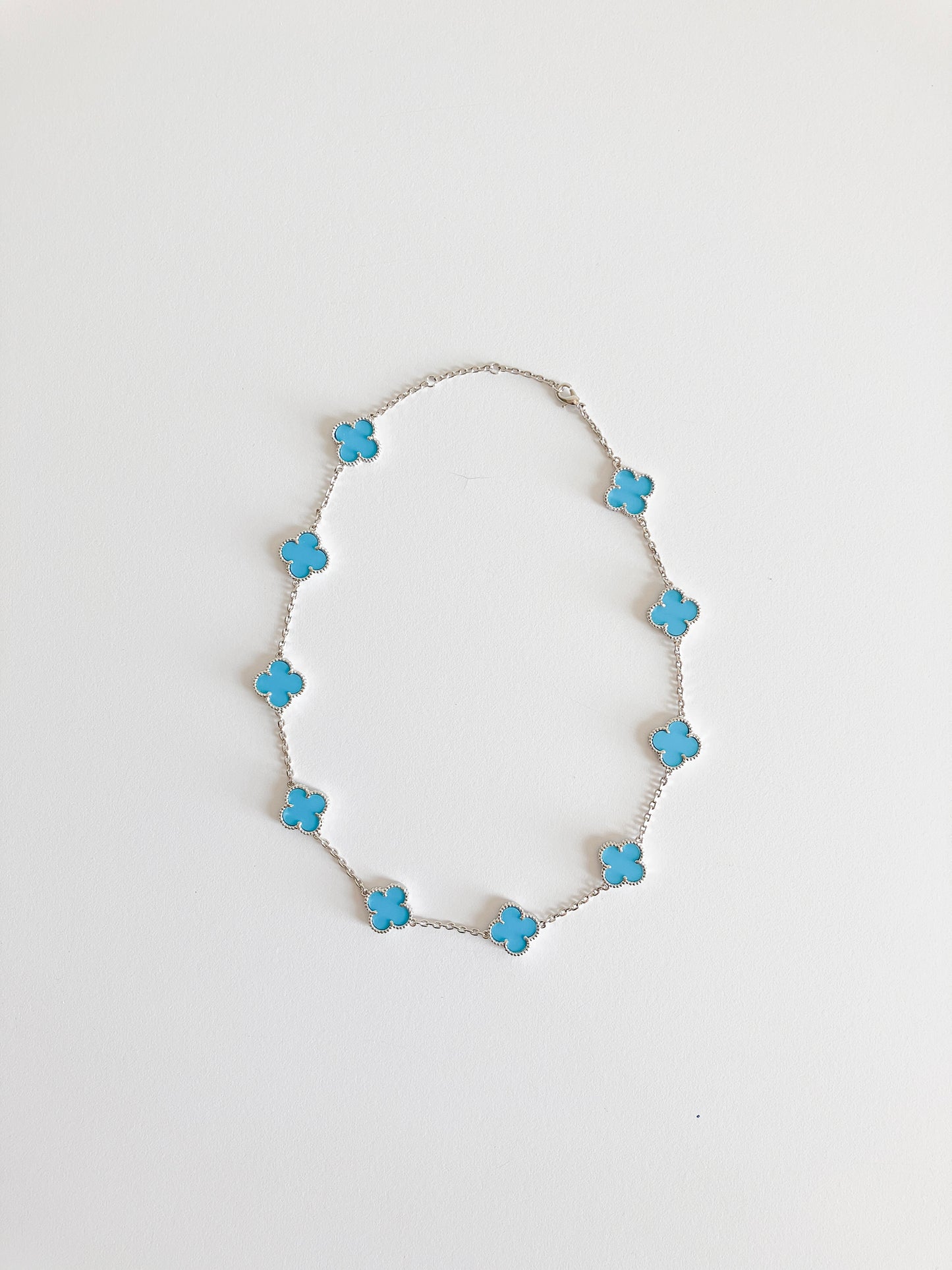 Turquoise Quatrefoil Choker in Silver