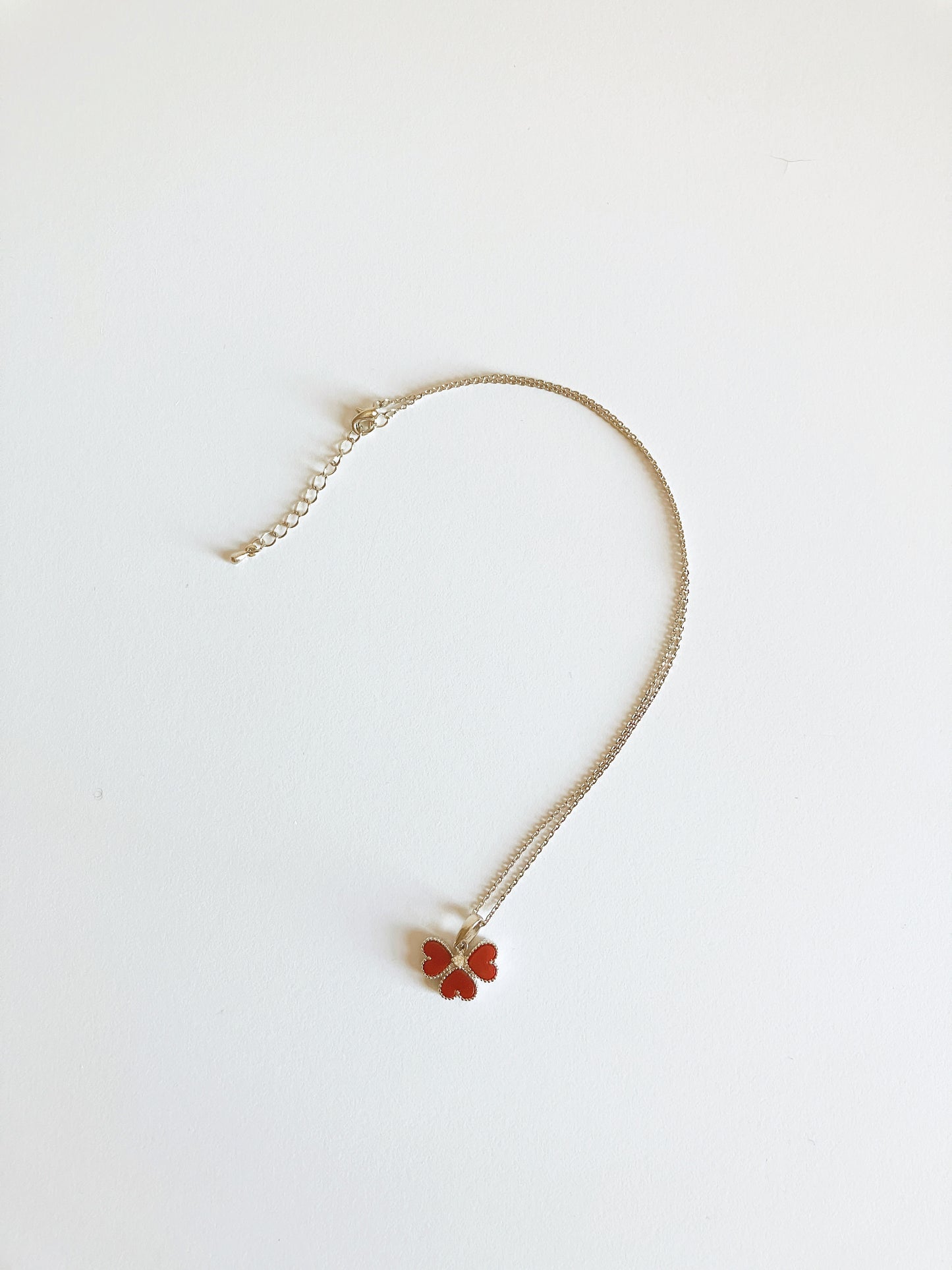 Clover of Hearts in Carnelian and Cubic Zirconium Set in Silver