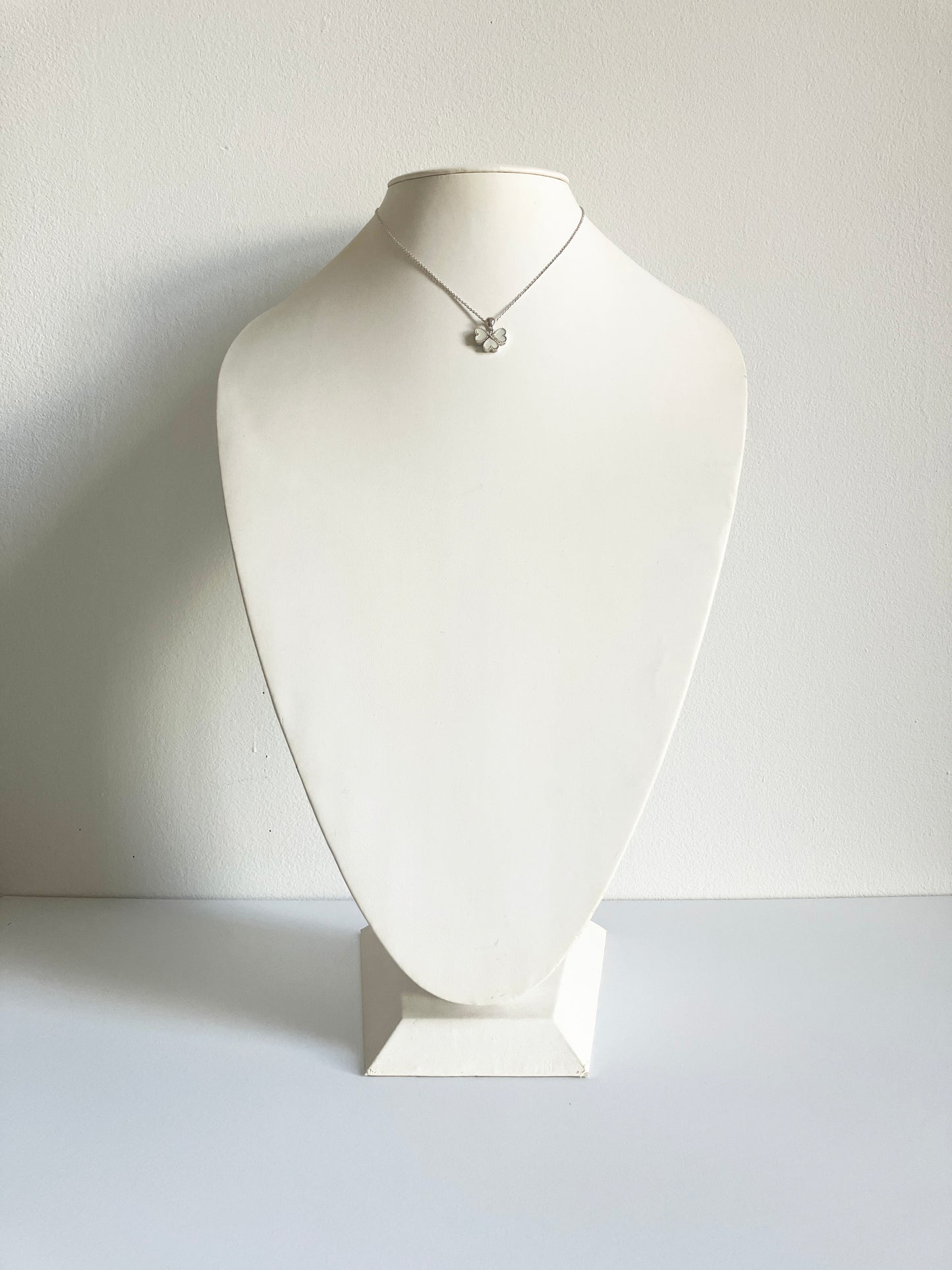Clover of Hearts in Mother of Pearl and Cubic Zirconium Set in Silver