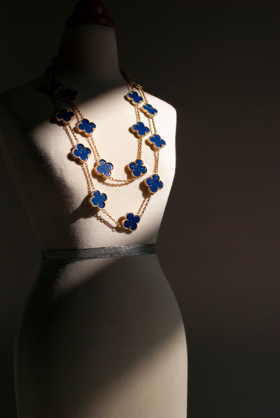 Lapis Lazuli Quatrefoil Gold Plated Necklace