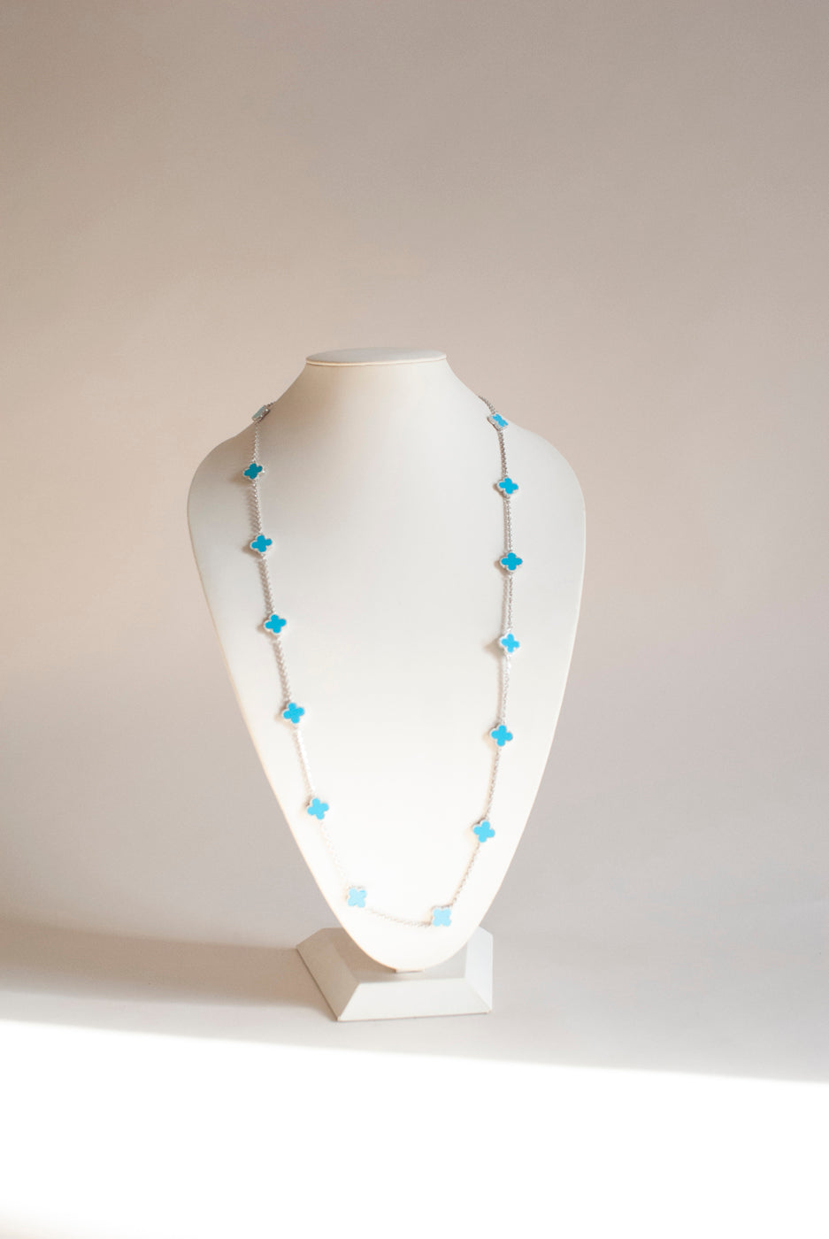 Turquoise Quatrefoil Silver Plated Necklace
