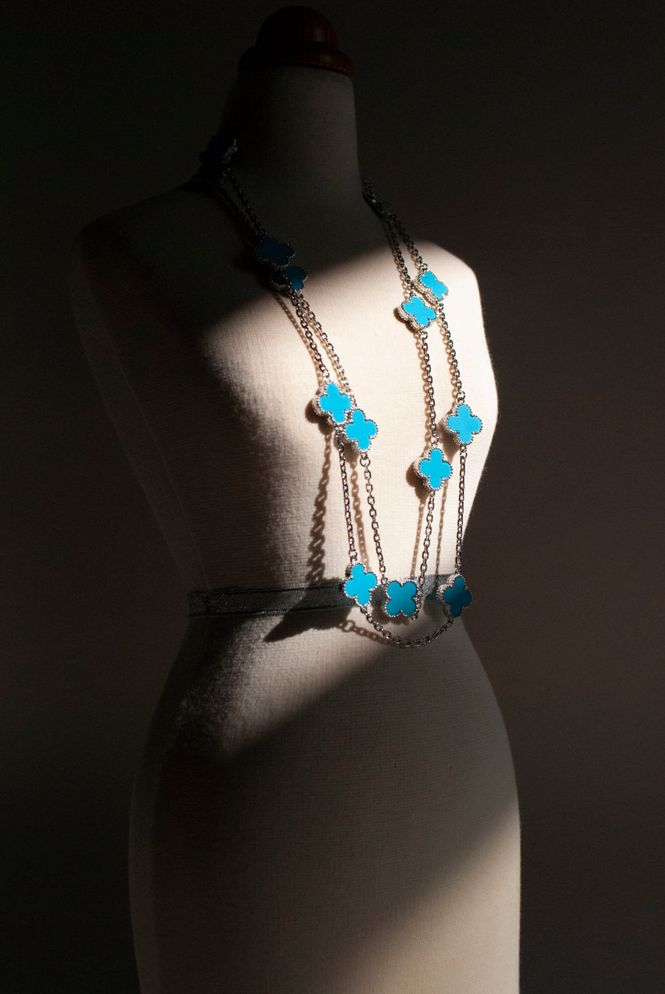 Drop Turquoise and Silver Quatrefoil Motif Earrings