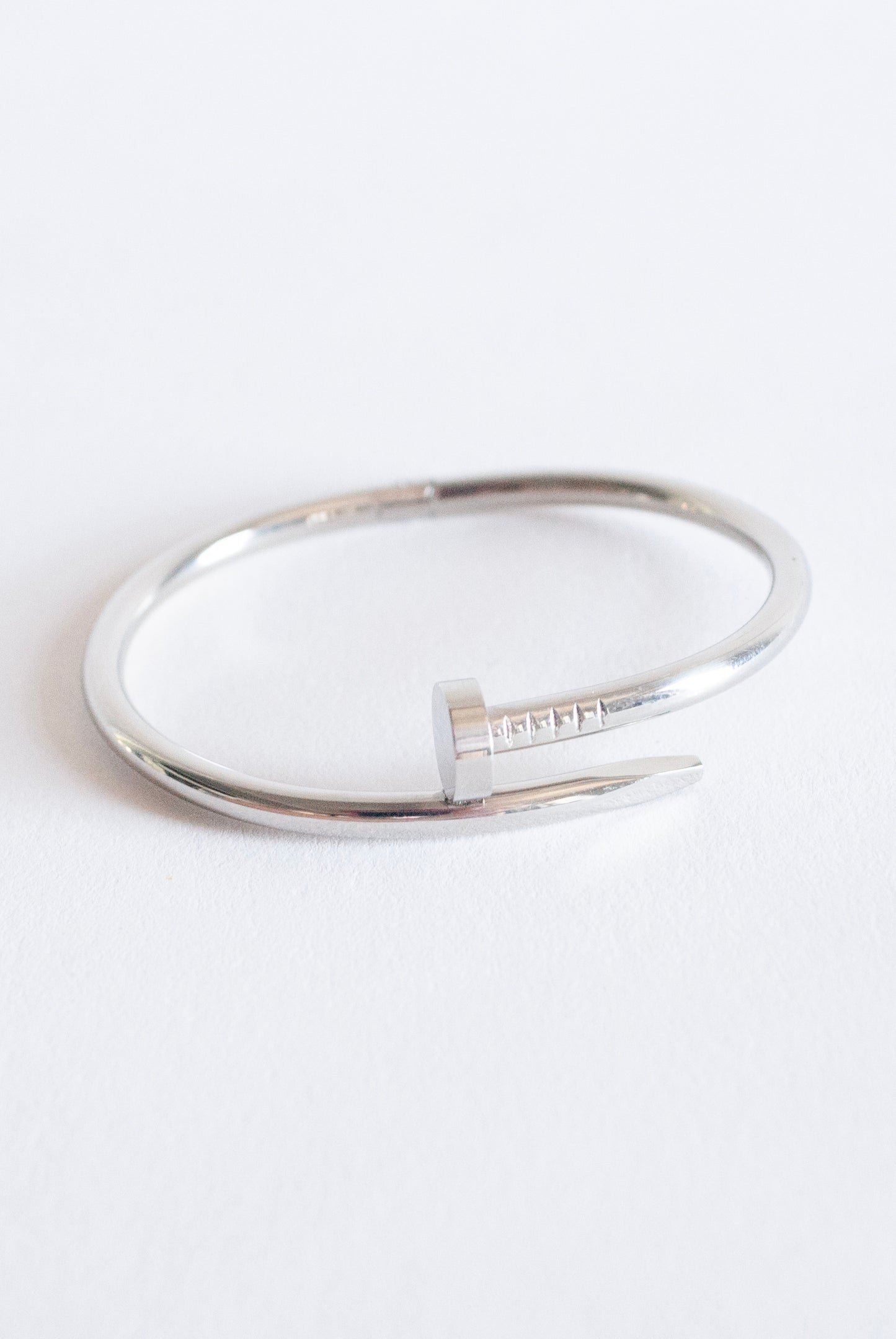 Twisted Nail Silver Bangle