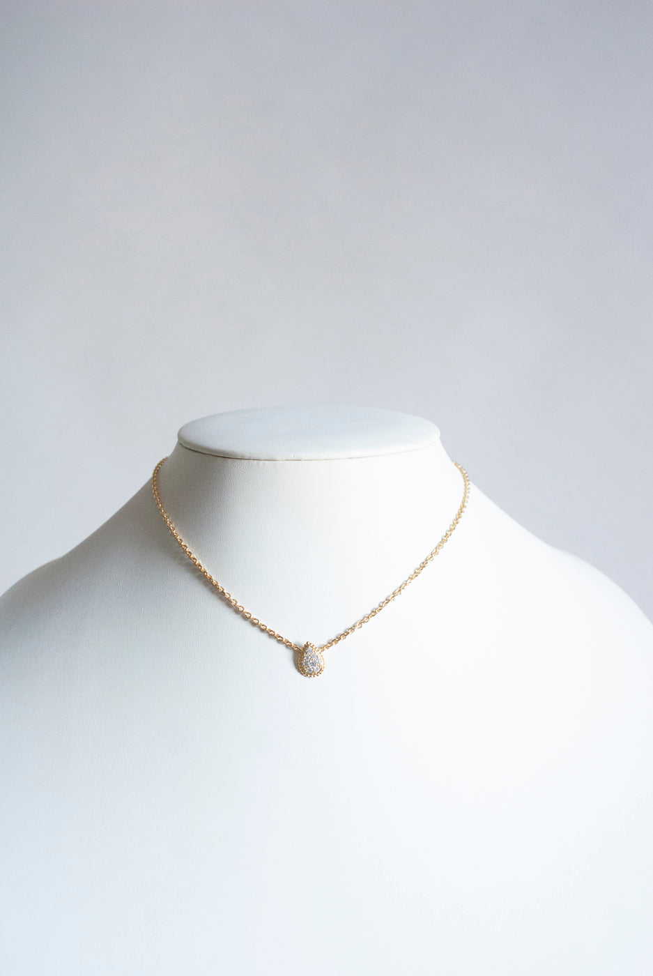 Gold Cubic Zirconia Teardrop Pendant