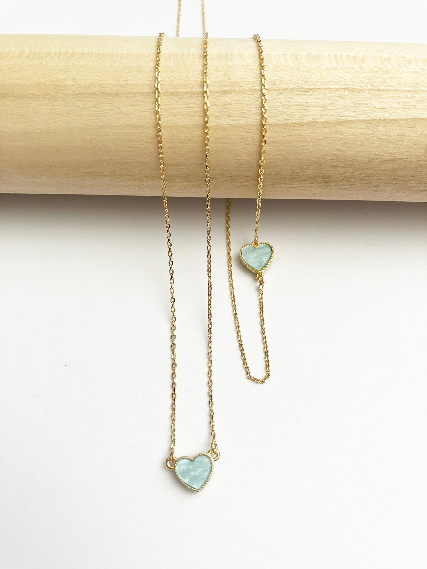 Candy Heart Necklace in Mint Mother of Pearl