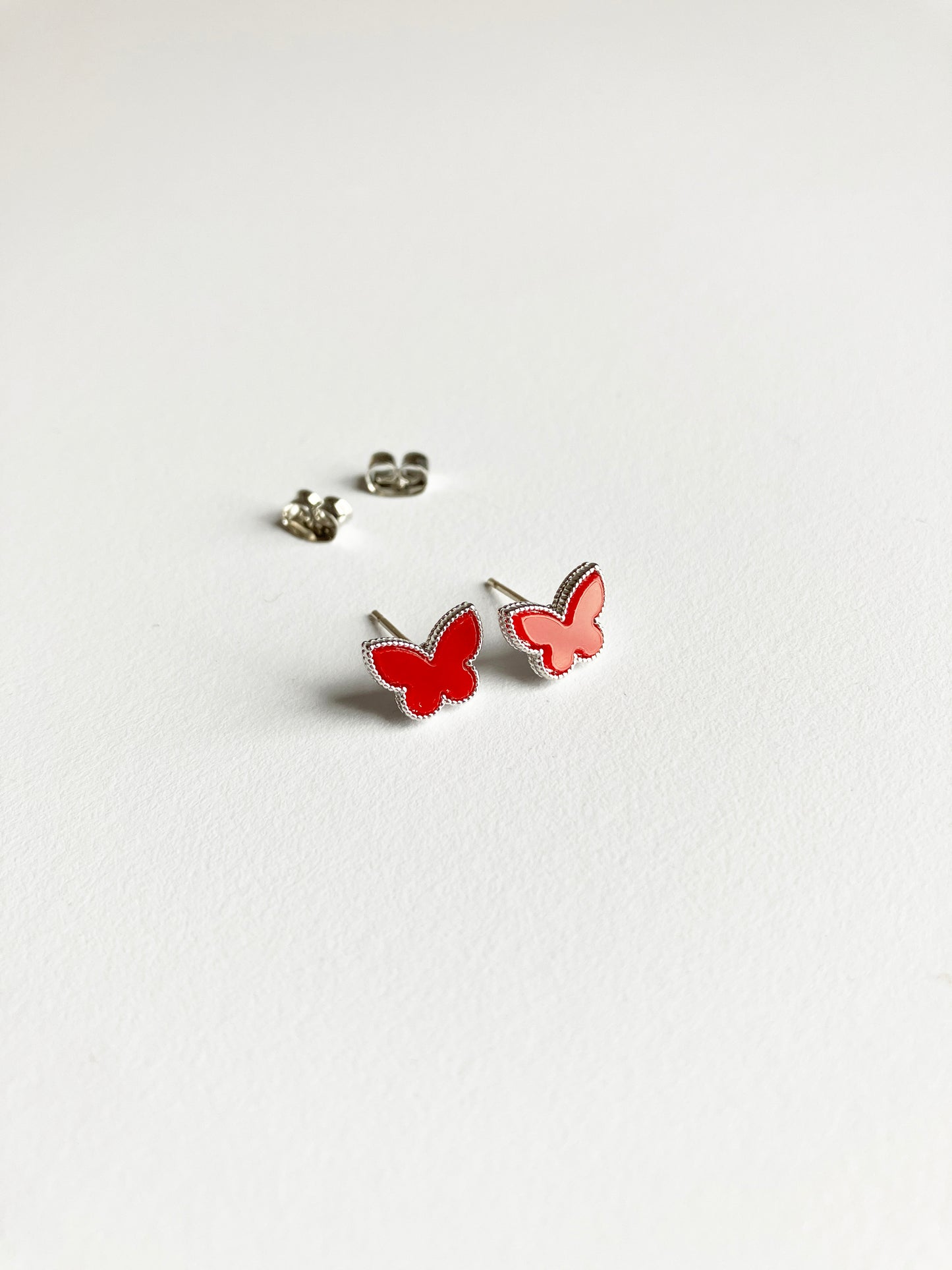 Mini Carnelian Butterfly Earrings in Silver