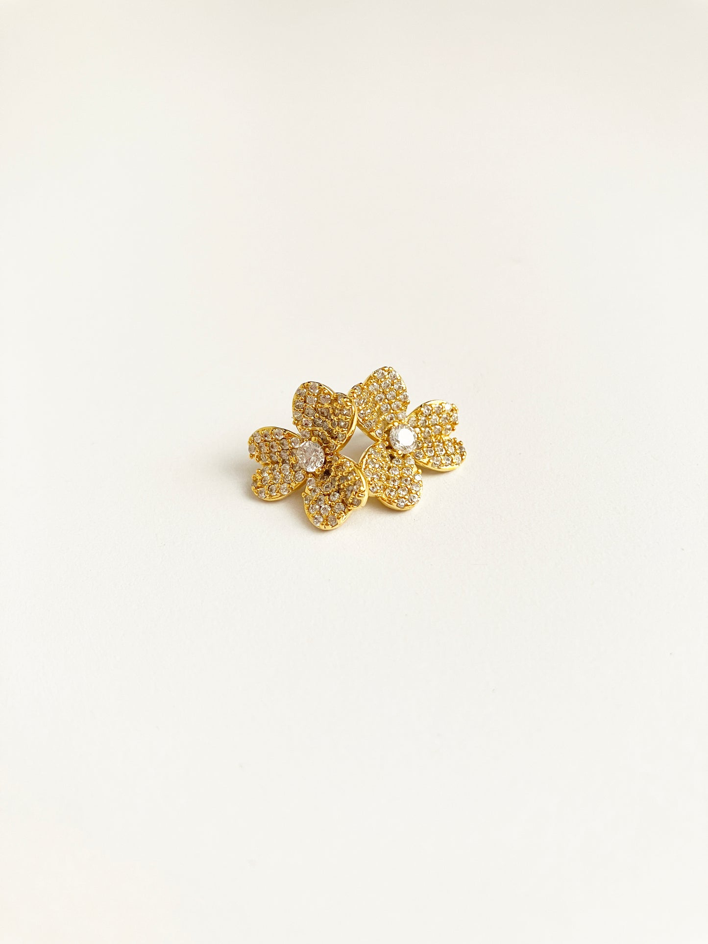 Clover Earrings in Gold and Cubic Zirconium