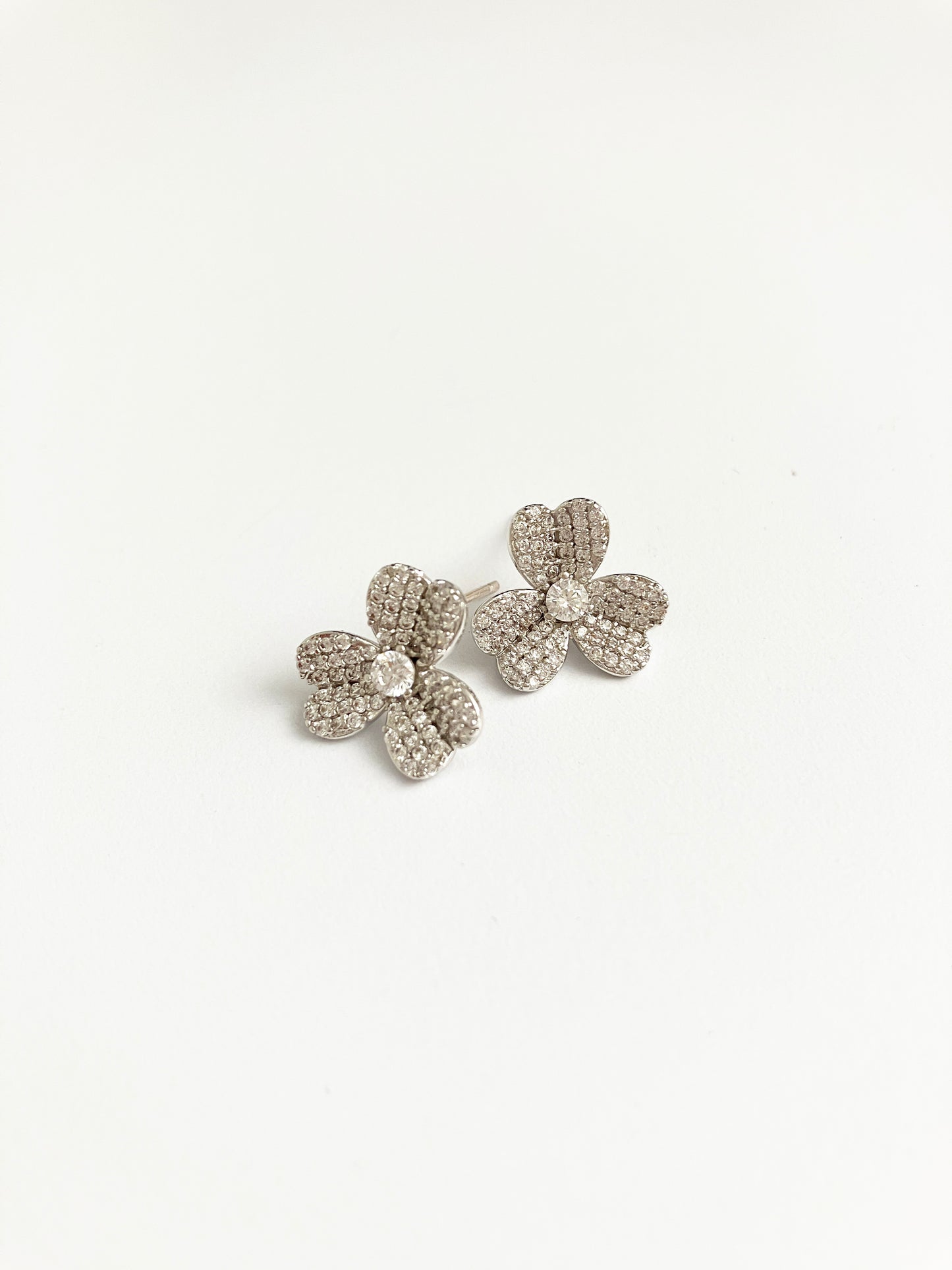 Clover Earrings in Silver and Cubic Zirconium