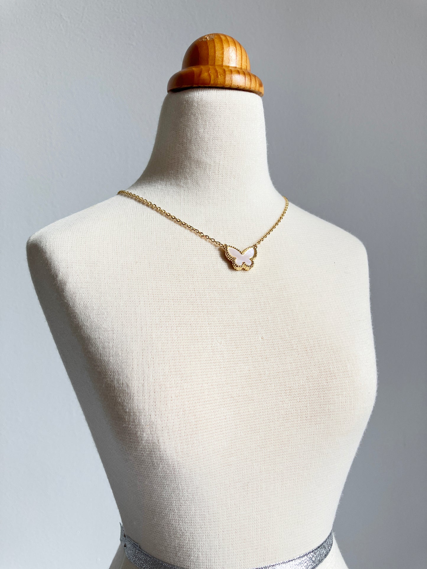Adjustable Demi Mother of Pearl Butterfly Motif Pendant