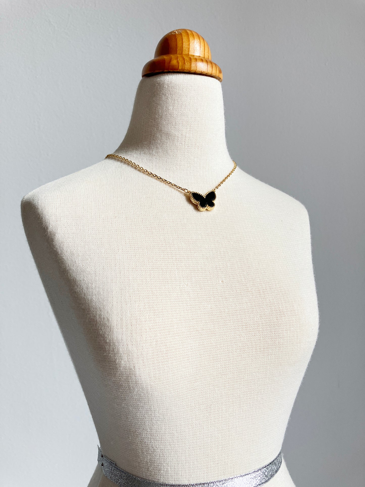 Adjustable Demi Onyx Butterfly Motif Pendant