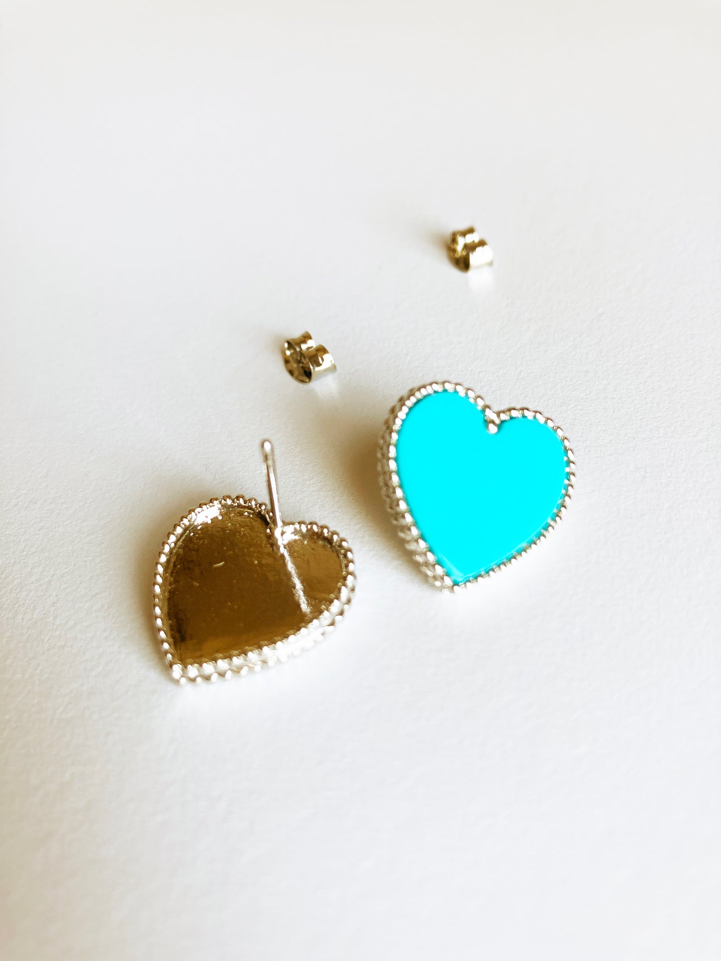 Turquoise Heart Earrings in Silver