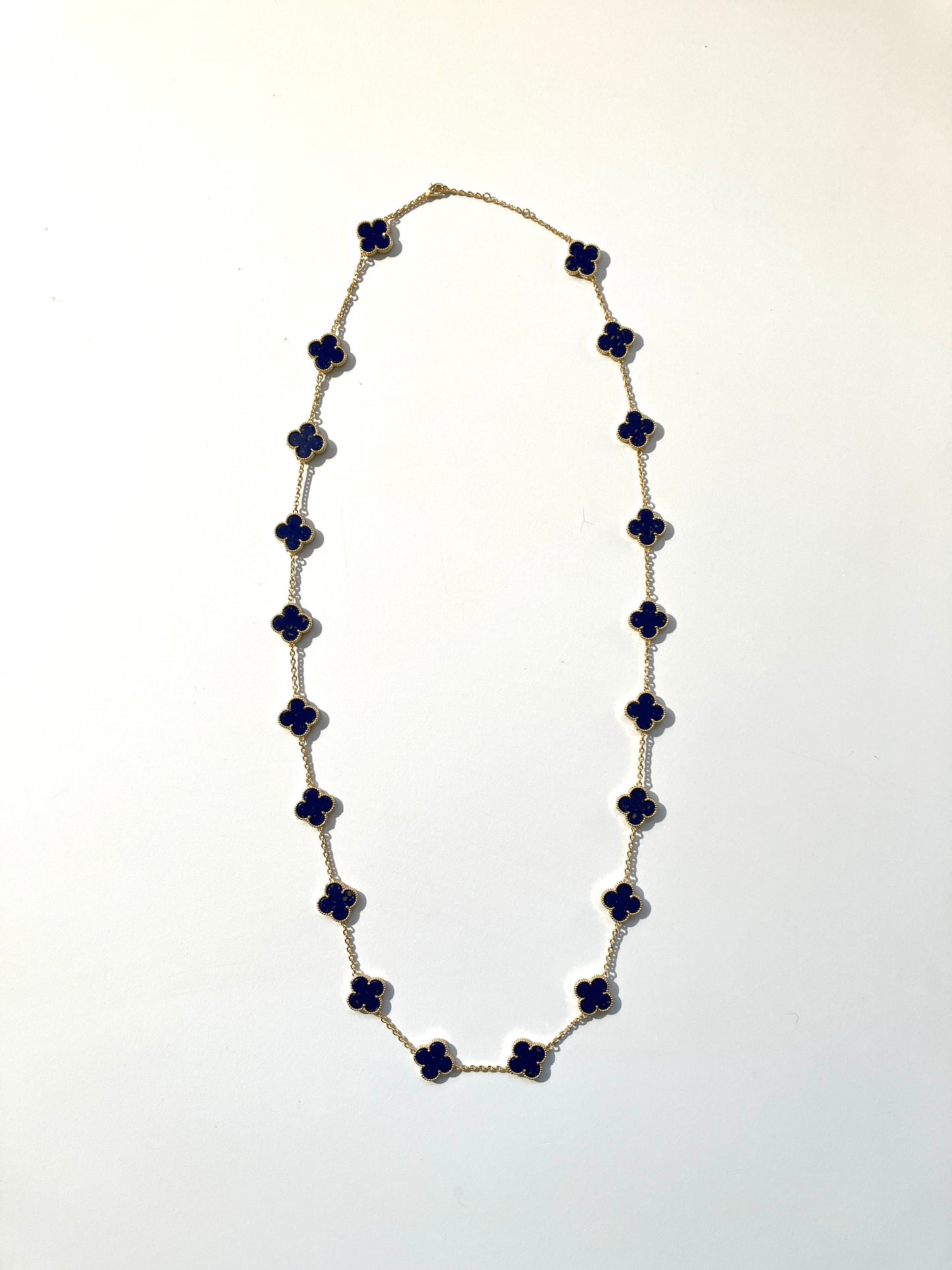 Lapis Lazuli Quatrefoil Gold Plated Necklace