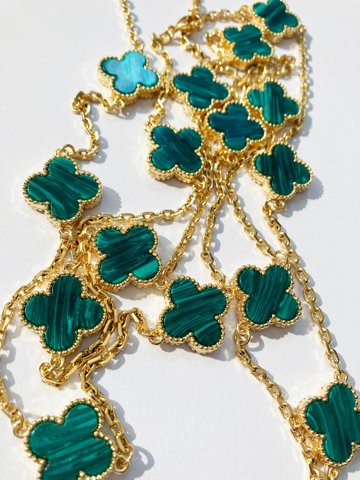 Malachite Quatrefoil Gold Plated Necklace