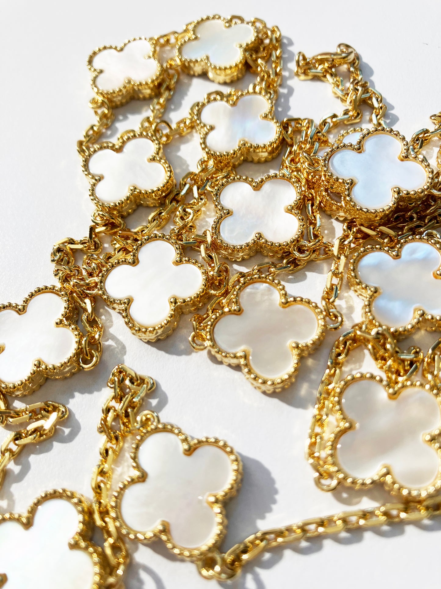Mother of Pearl Quatrefoil Gold Plated Necklace