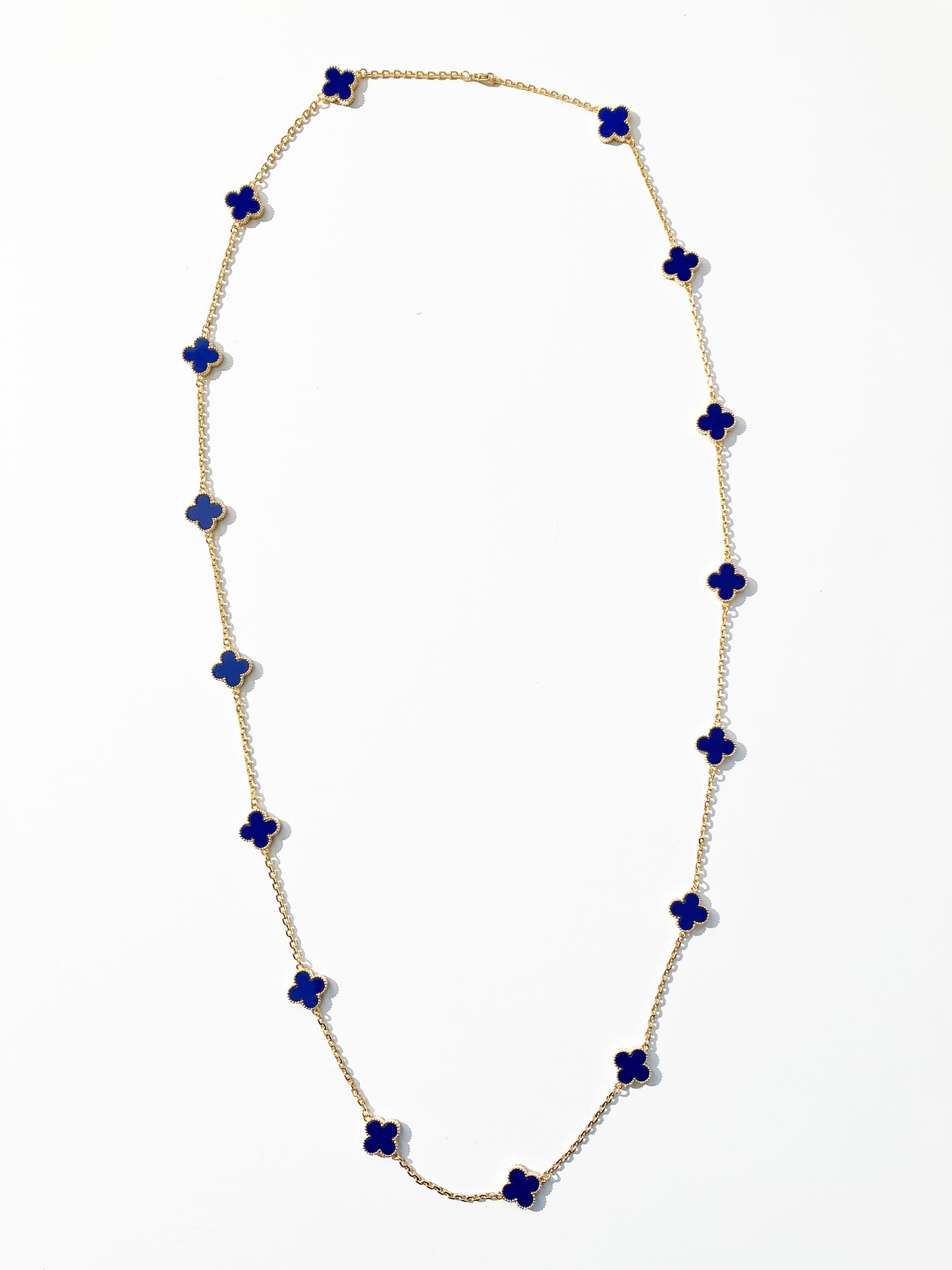 Lapis Lazuli Quatrefoil Gold Plated Necklace