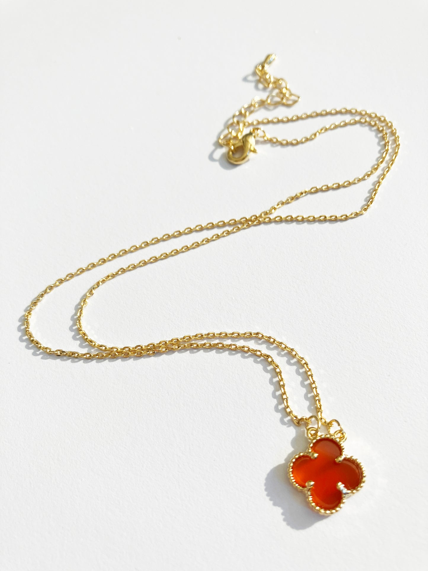 Adjustable Small Carnelian Quatrefoil Motif Pendant