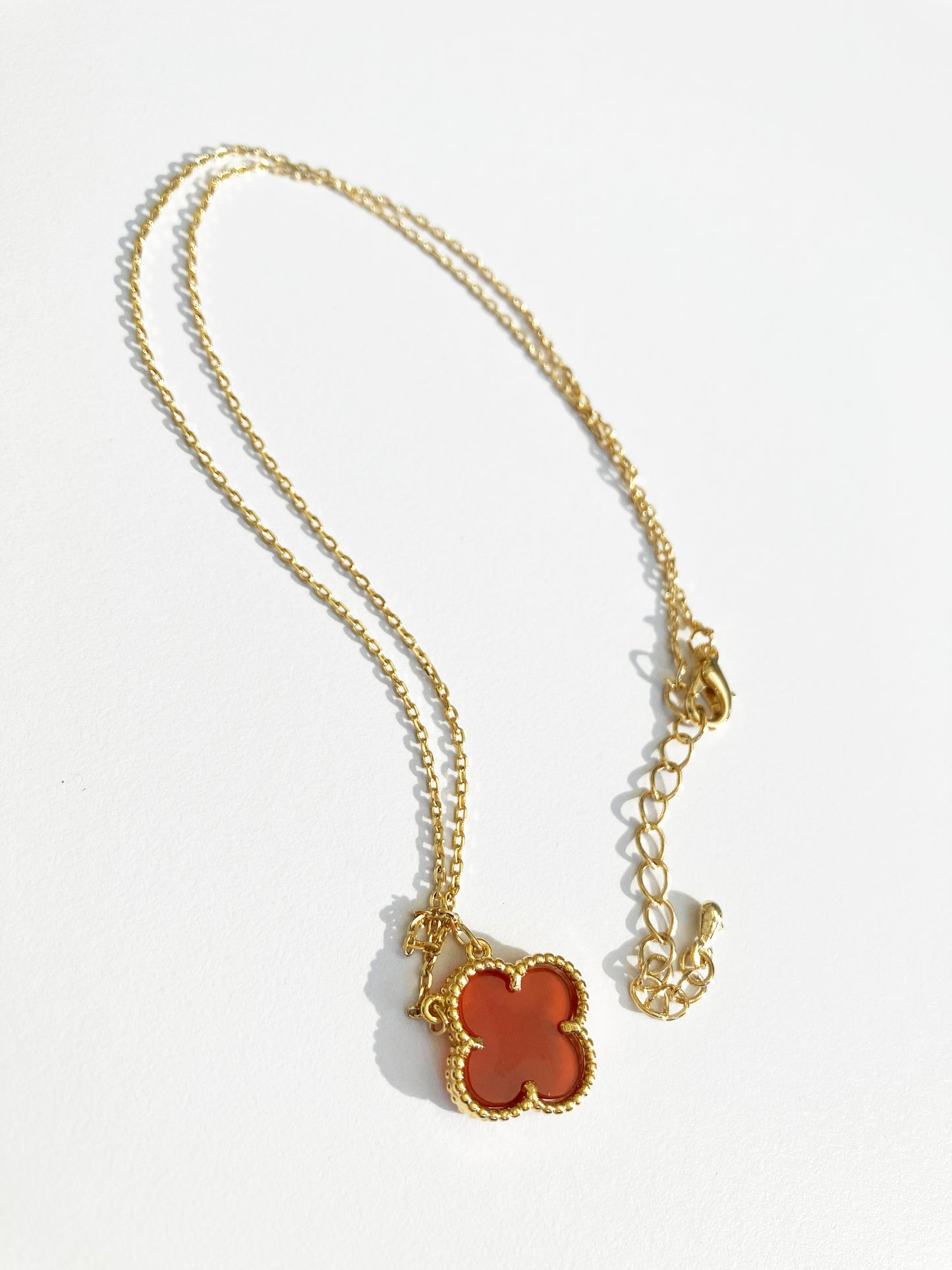 Adjustable Demi Carnelian Quatrefoil Motif Pendant