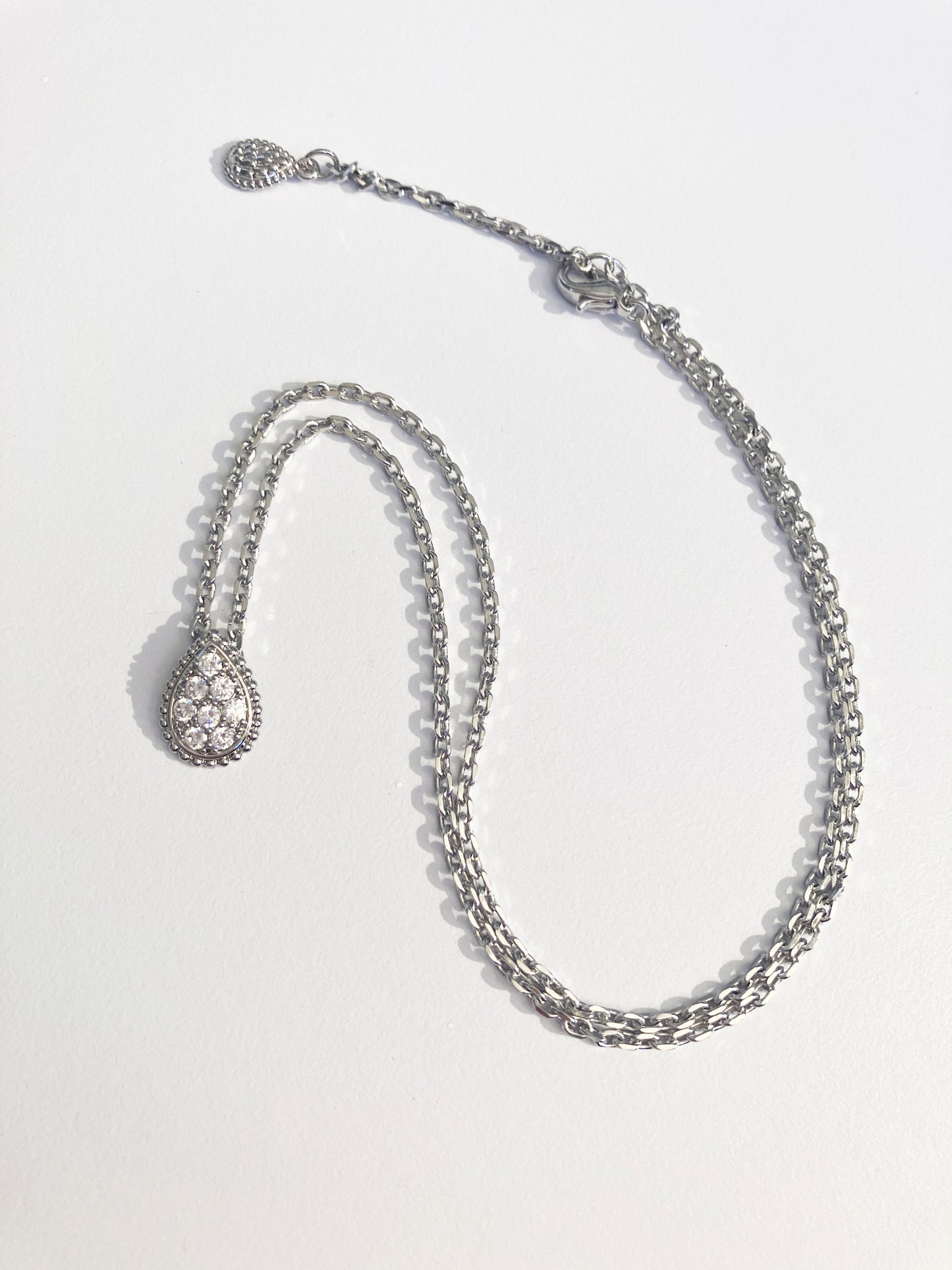 Silver Cubic Zirconia Teardrop Pendant