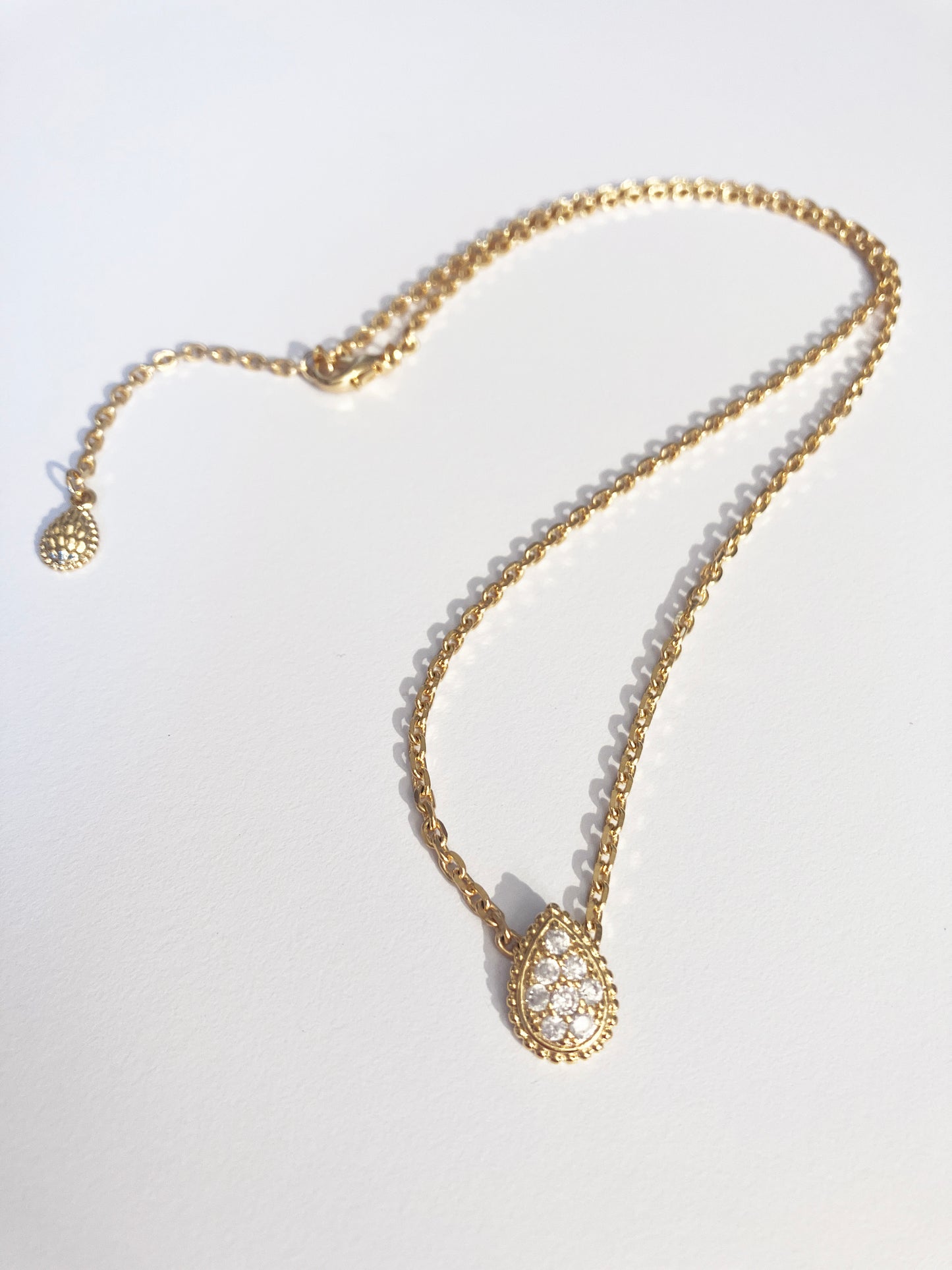 Gold Cubic Zirconia Teardrop Pendant