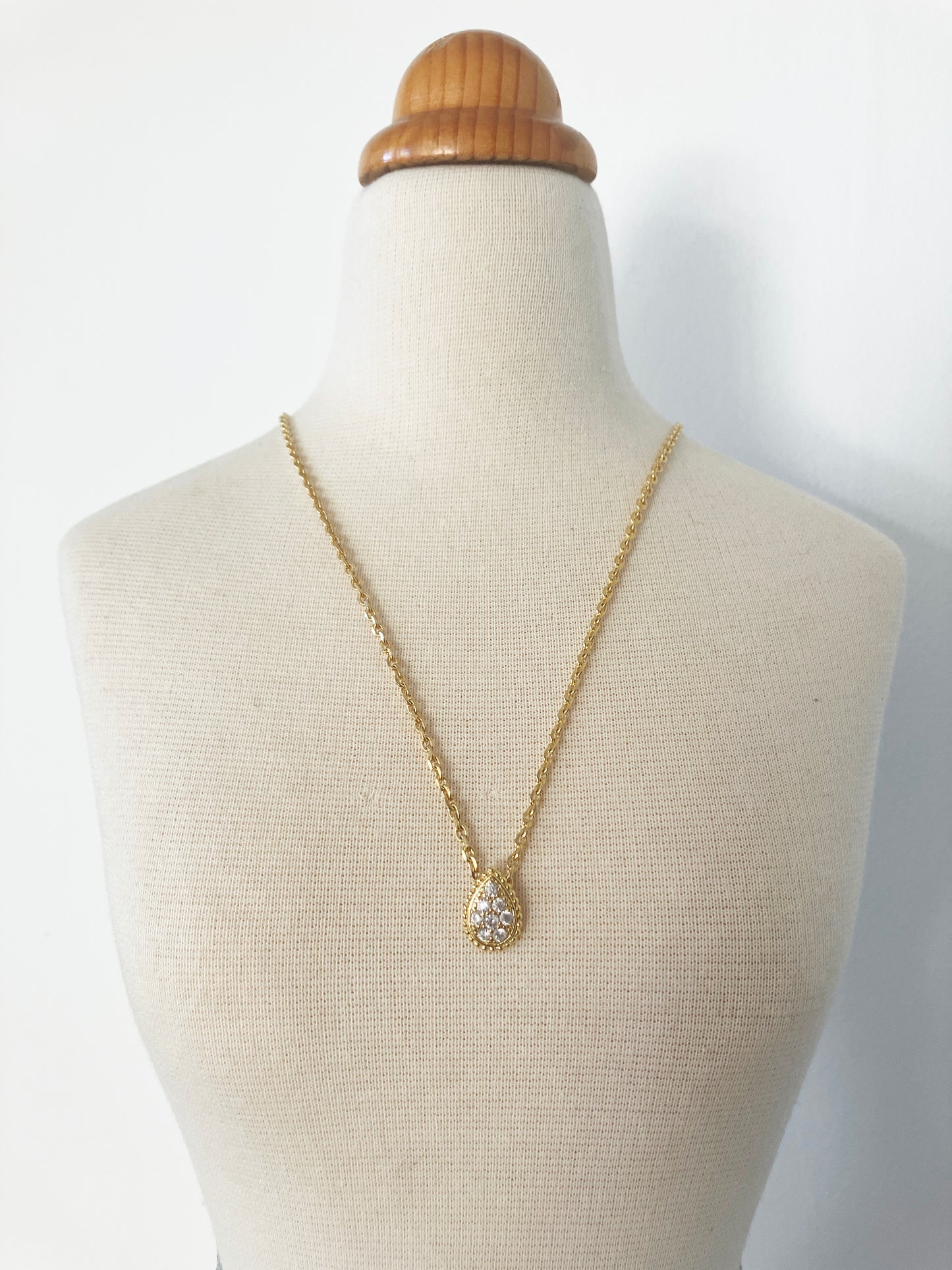 Gold Cubic Zirconia Teardrop Pendant