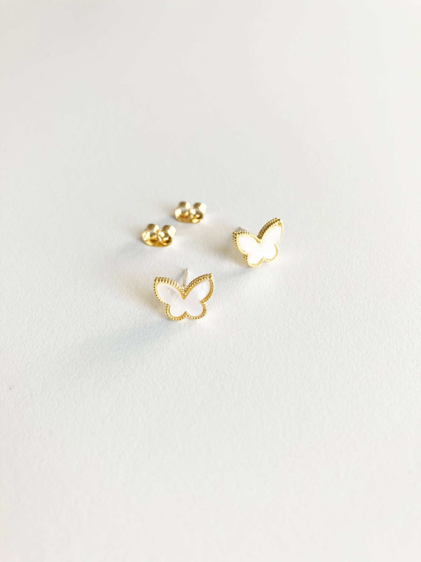 Mini Butterfly Earrings in Gold and Mother of Pearl
