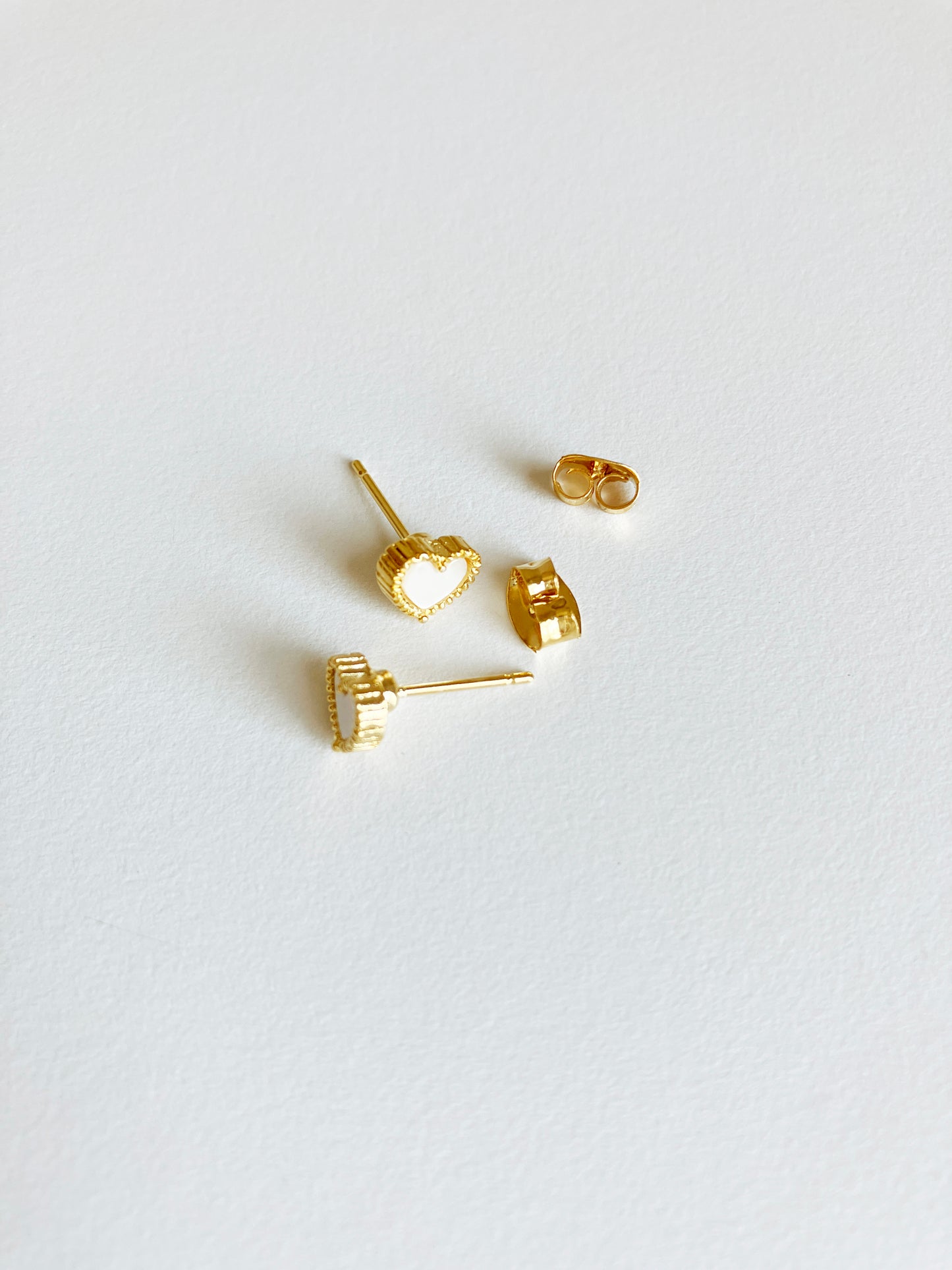 Bisous Heart Earrings in Gold and Mother of Pearl