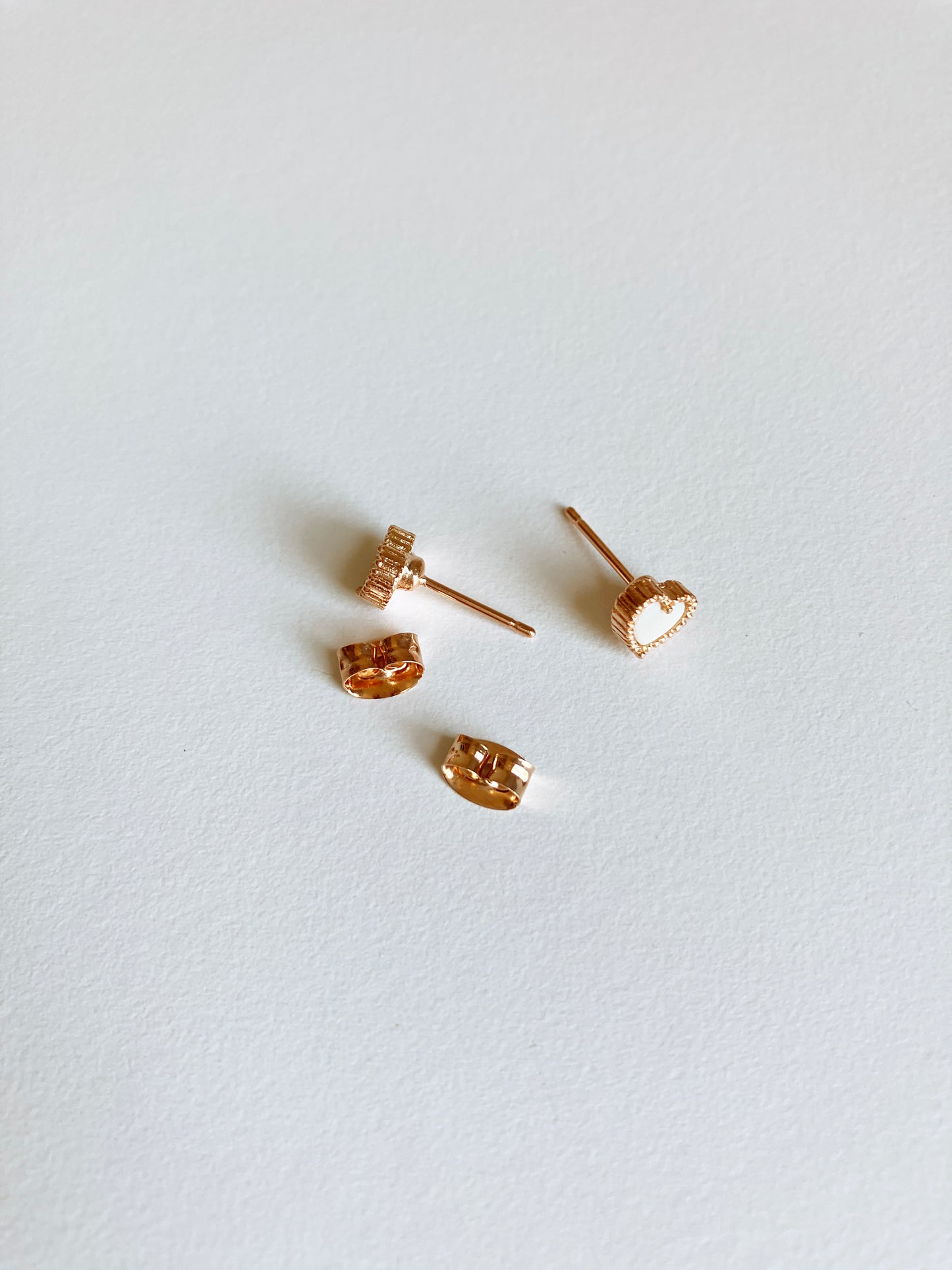 Bisous Heart Earrings in Rose Gold and Mother of Pearl