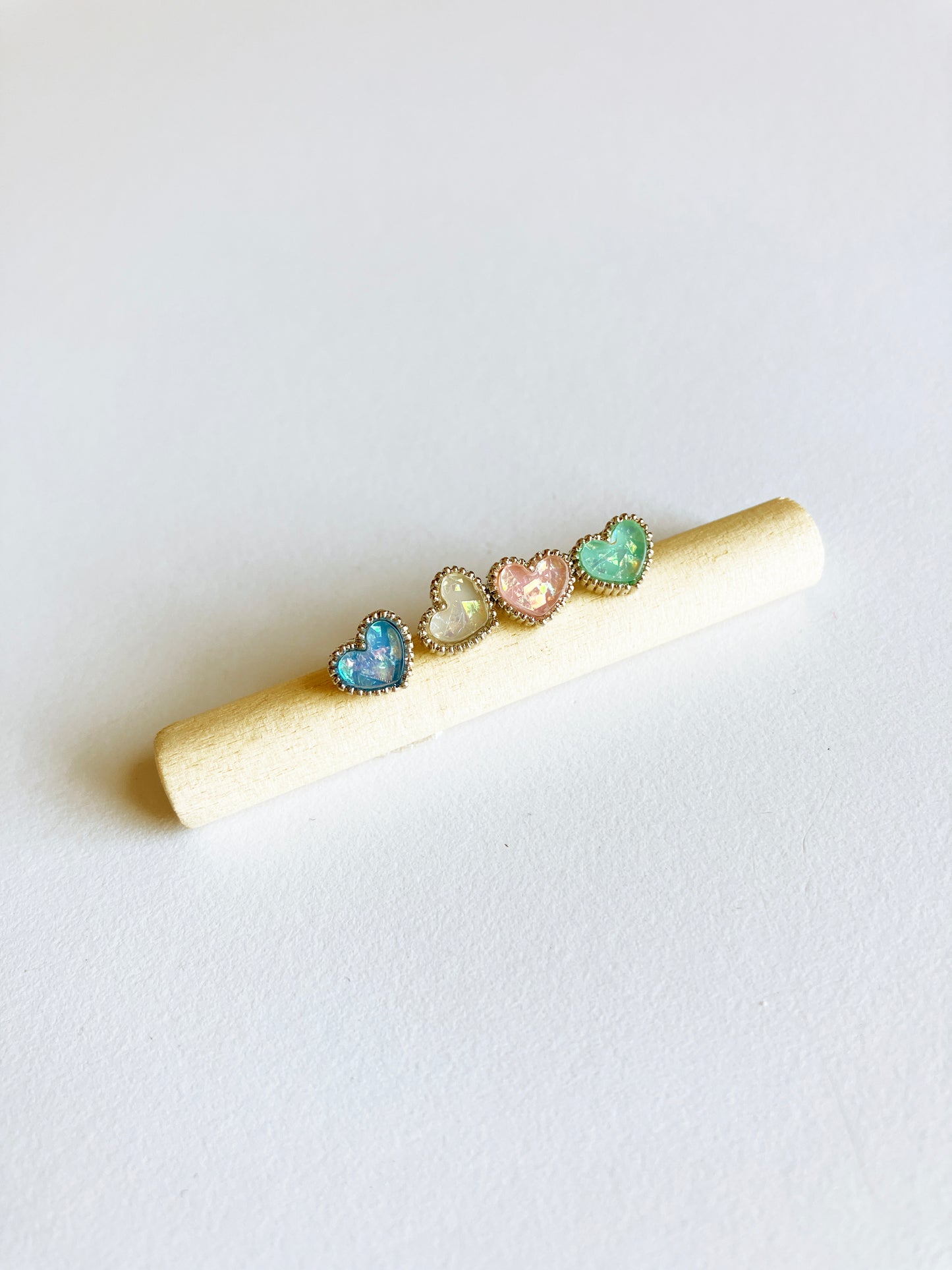 Opal Confetti Heart Earrings in Silver