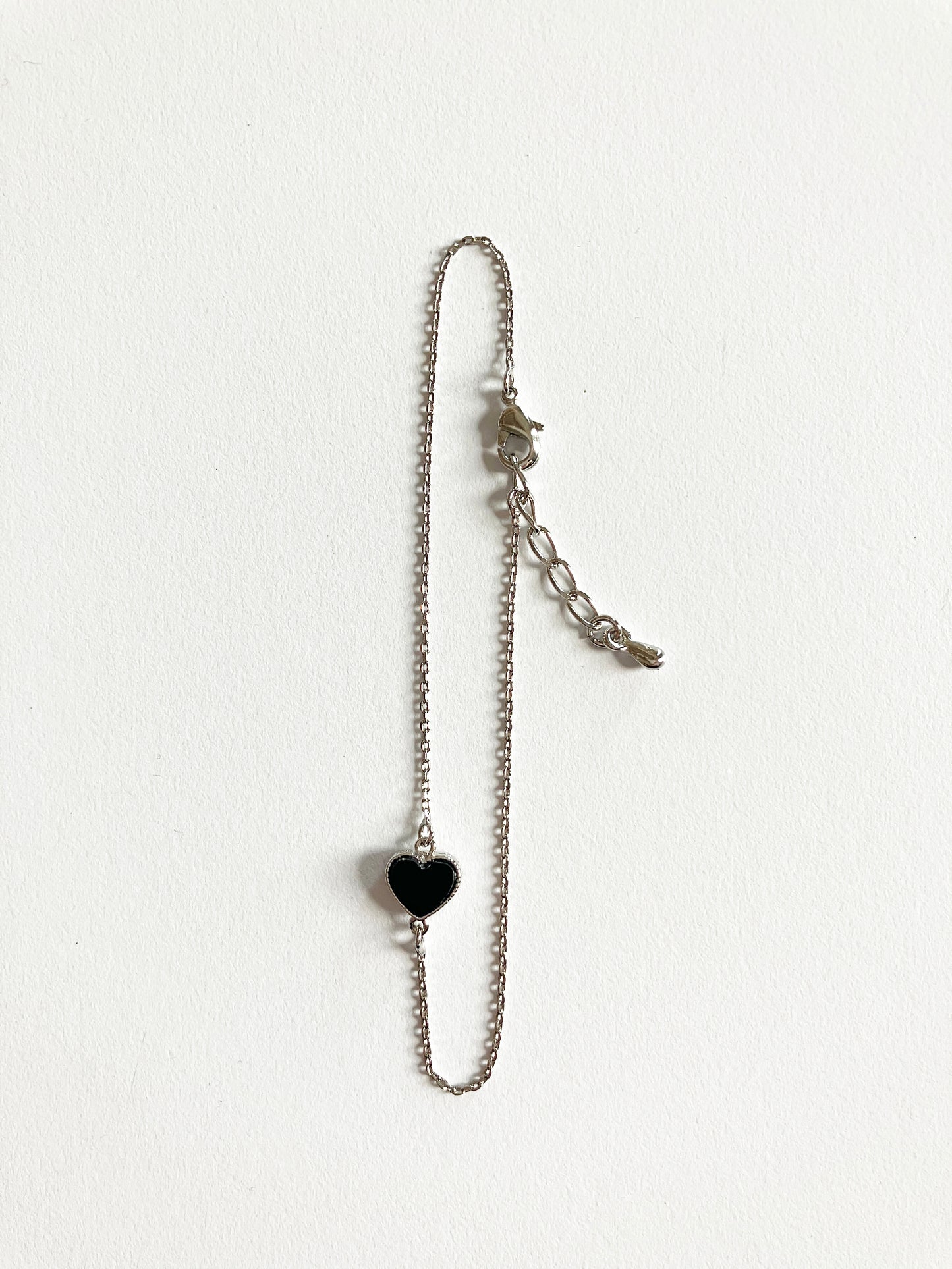 Onyx Sweetheart Bracelet in Silver