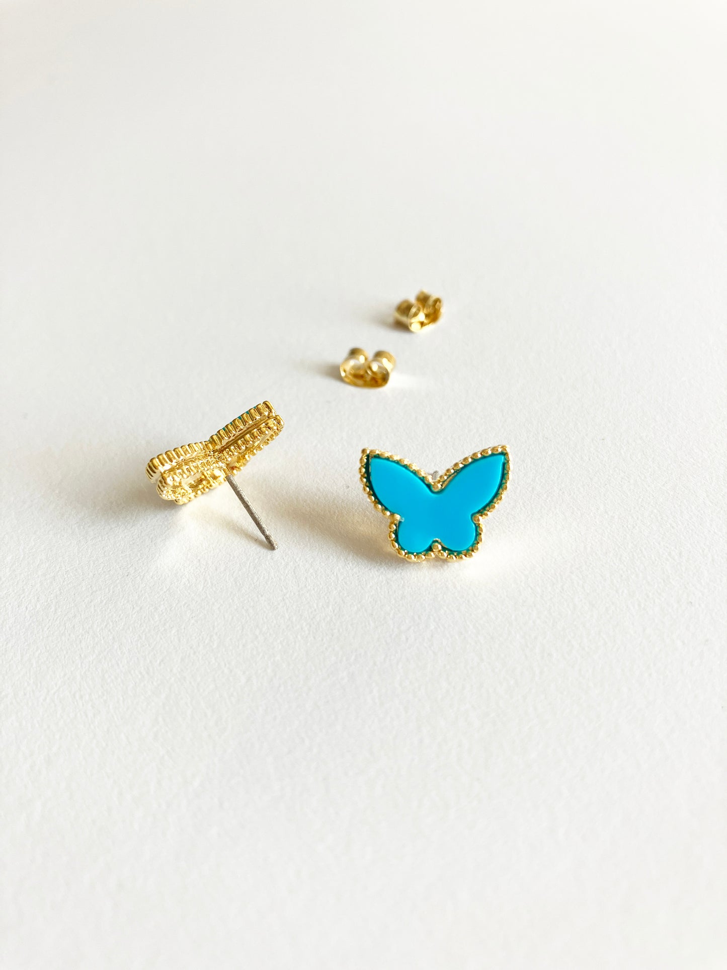 Turquoise Butterfly Earrings in Gold