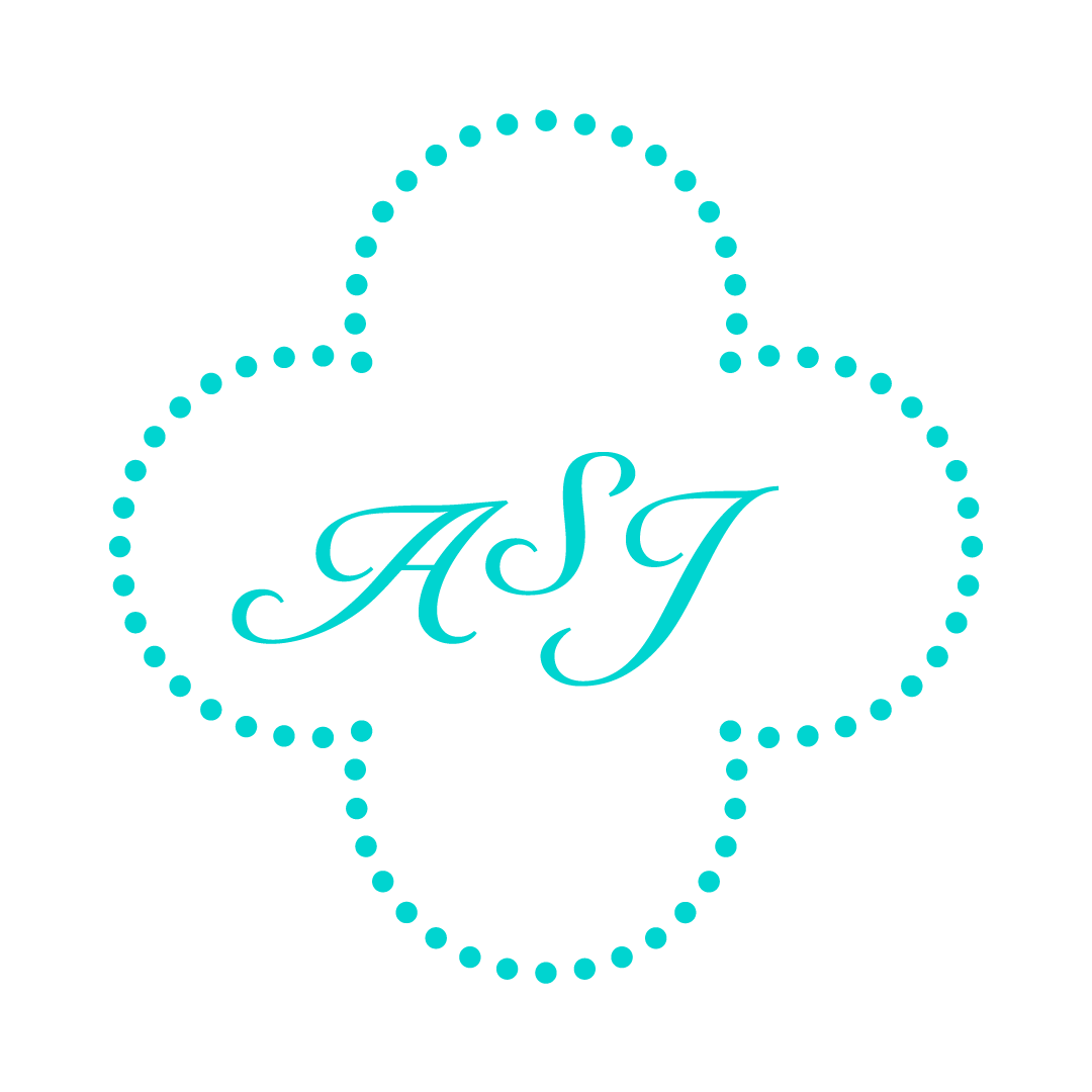 ASJ monogram framed with quatrefoil 