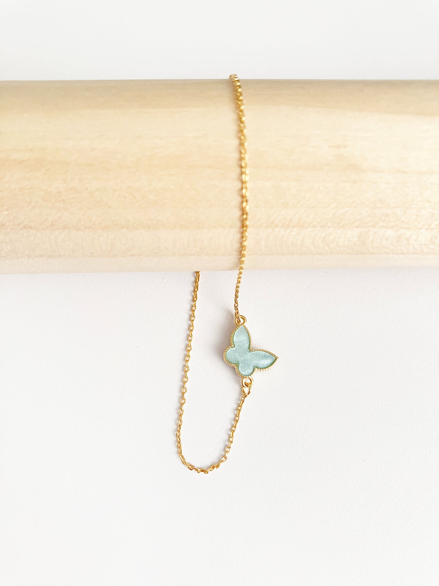 Blue Mother of Pearl Mini Butterfly Adjustable Bracelet