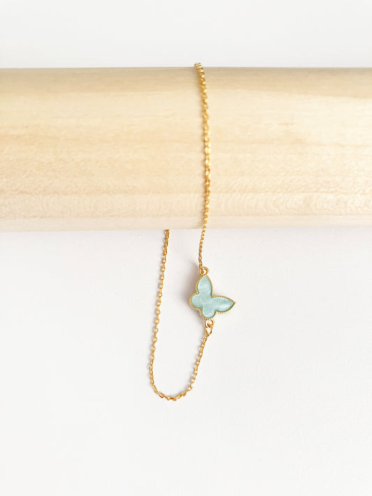 Blue Mother of Pearl Mini Butterfly Adjustable Bracelet
