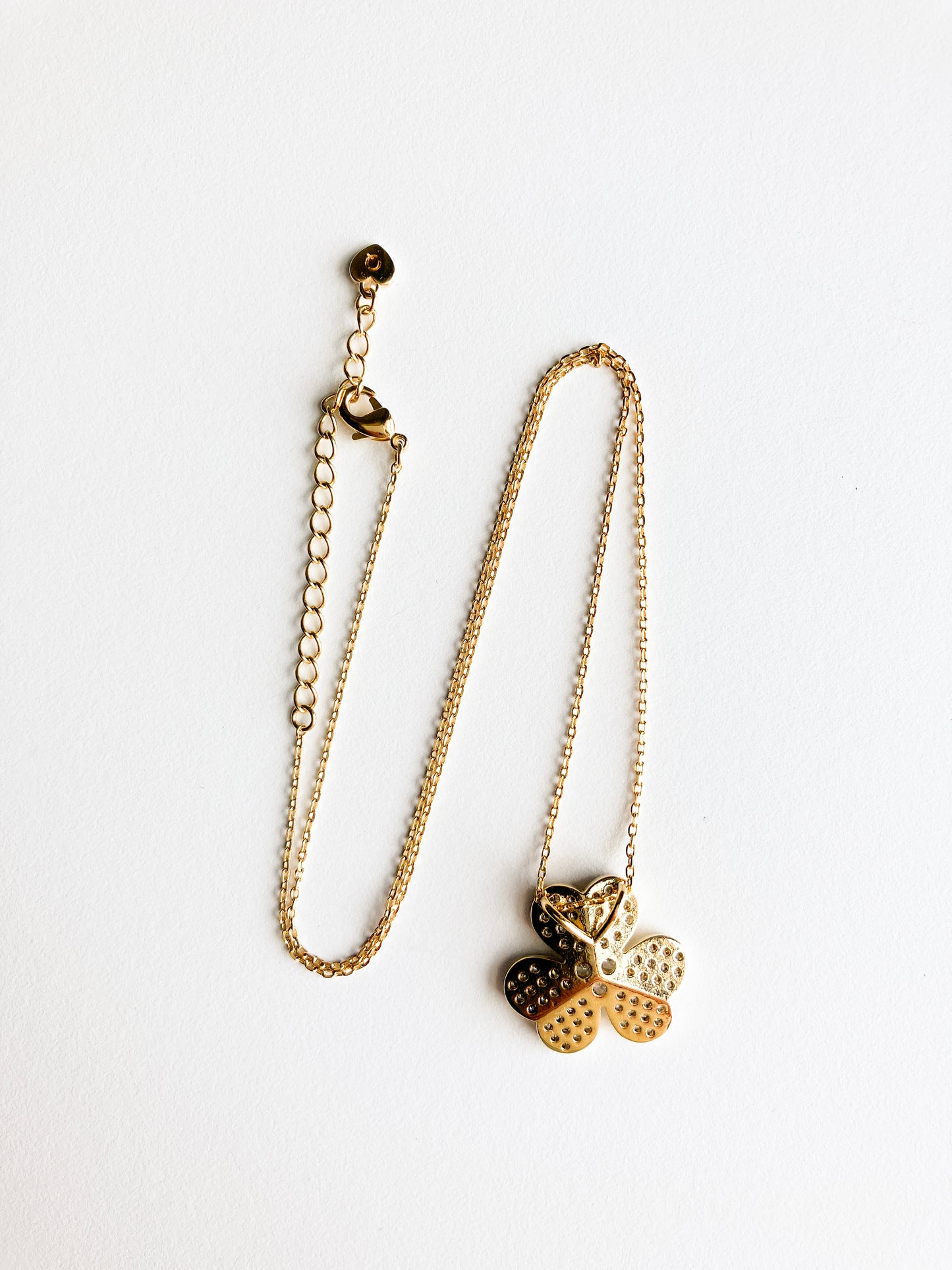 Cubic Zirconium Clover Pendant in Gold