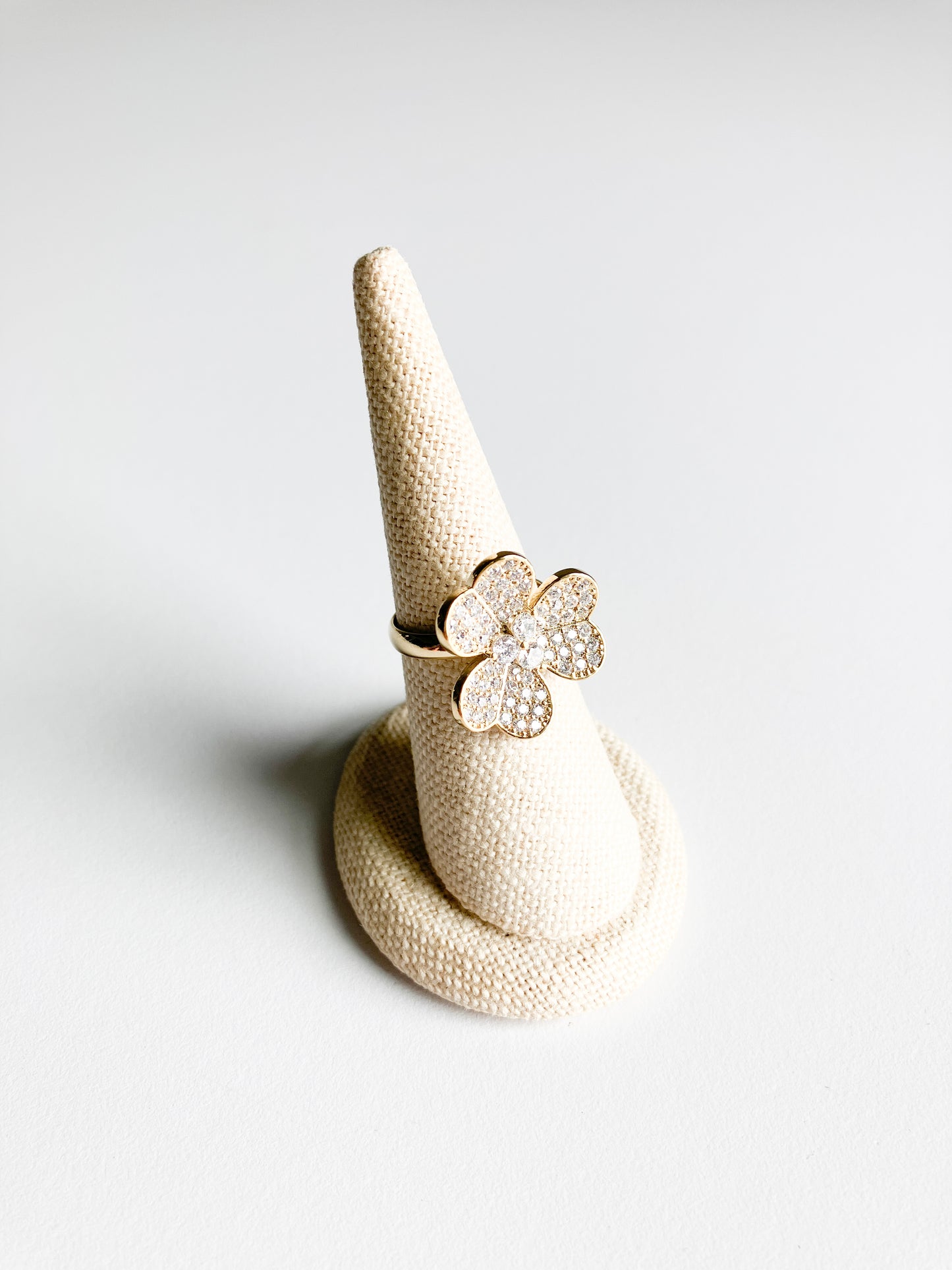 Cubic Zirconium Clover Earrings in Gold