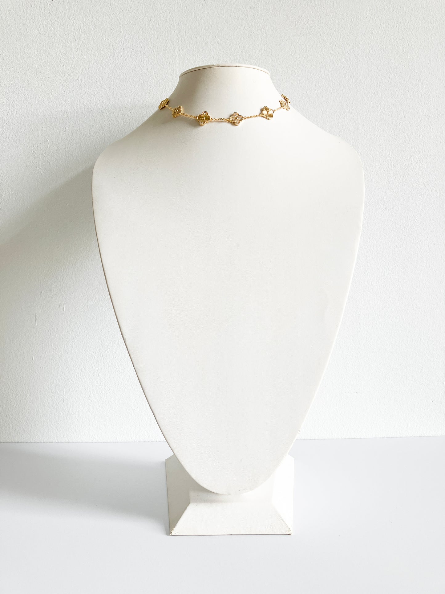 Cubic Zirconia and Radiant Quatrefoil Choker in Gold