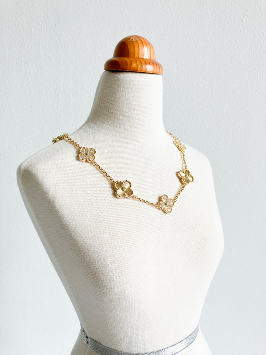 Cubic Zirconia and Radiant Quatrefoil Choker in Gold